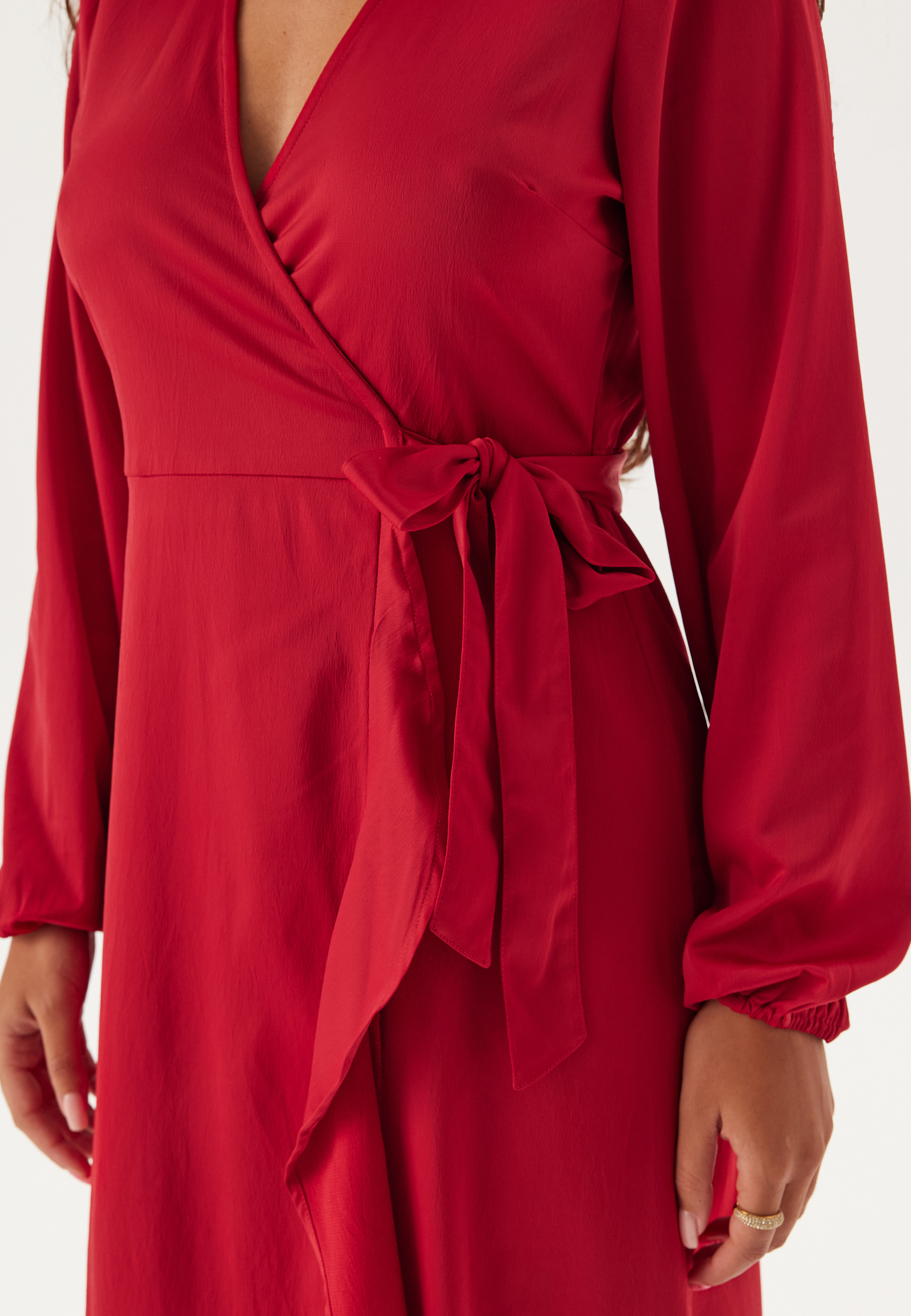Wrap L/S Satin Maxi Dress 2