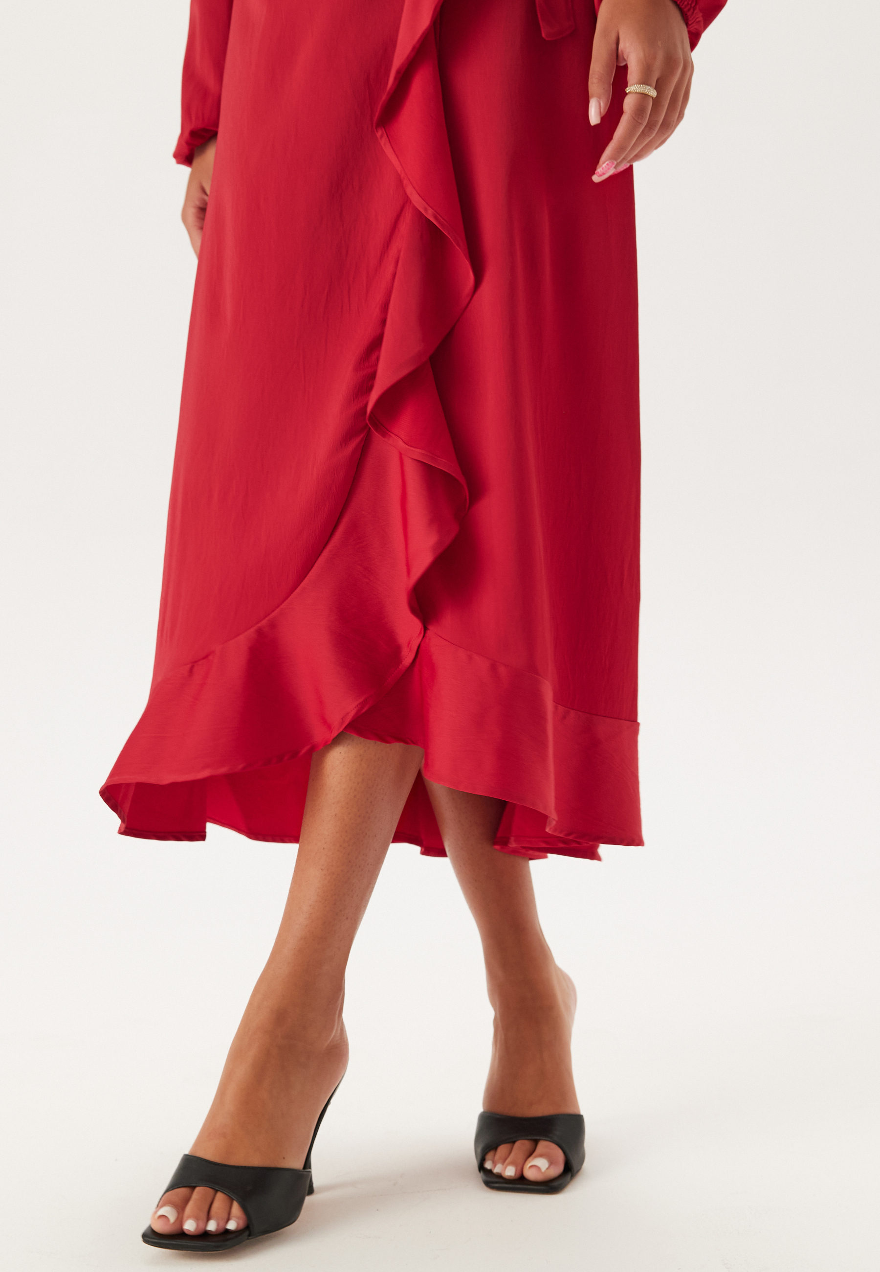 Wrap L/S Satin Maxi Dress 3