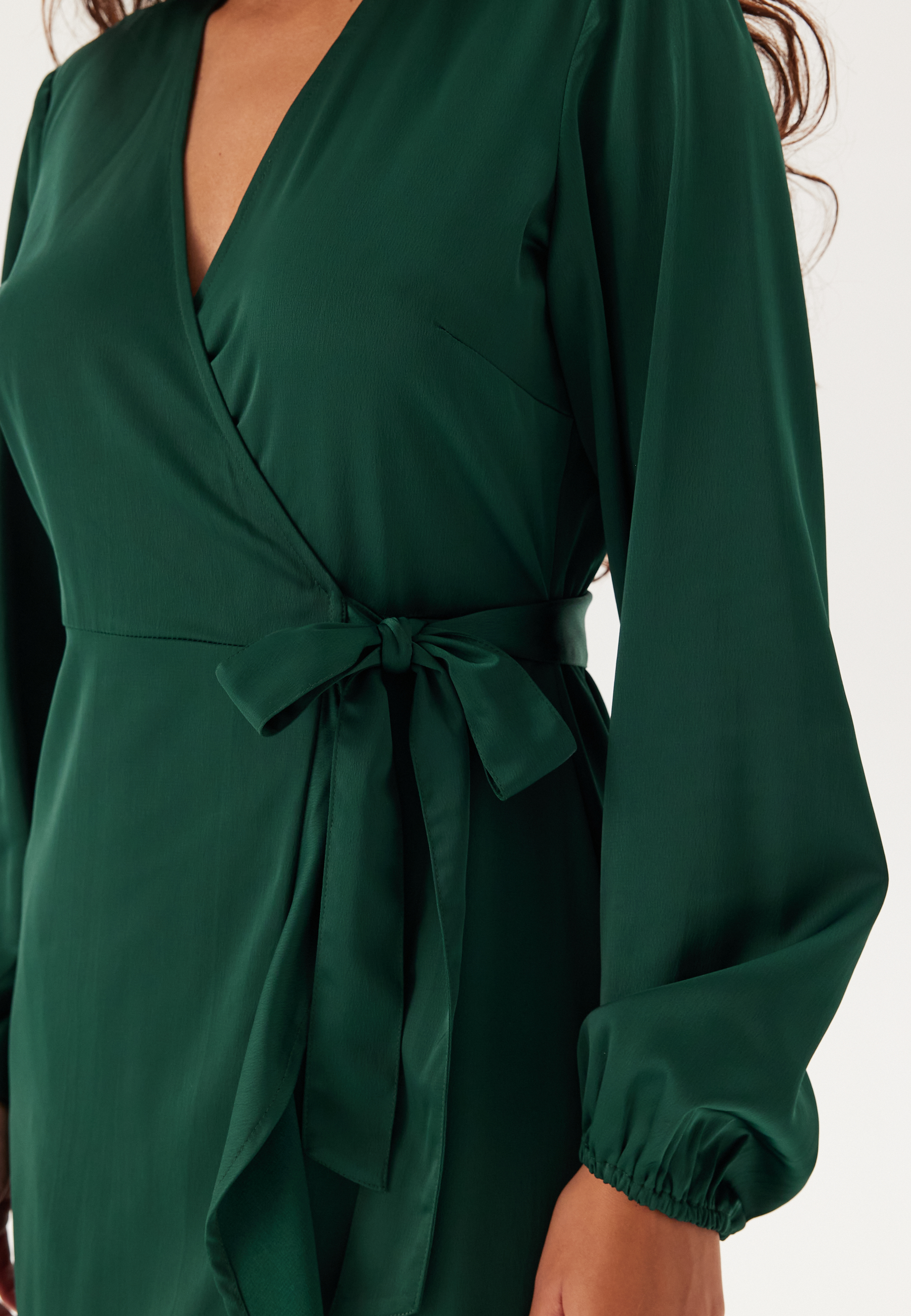 Wrap L/S Satin Maxi Dress 2