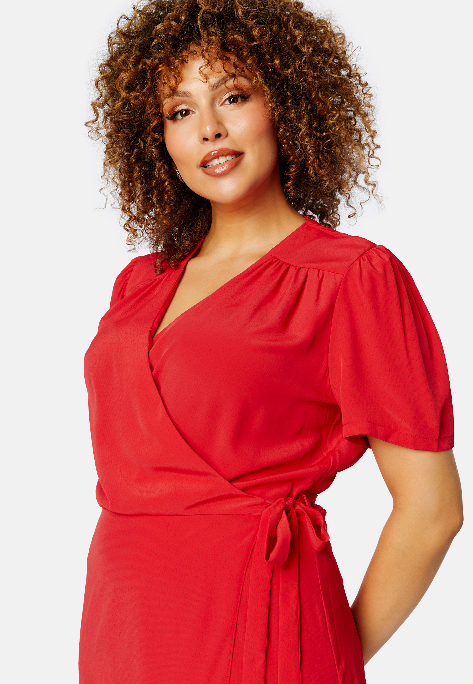 Short Sleeve Wrap Frill Curve Dress 3