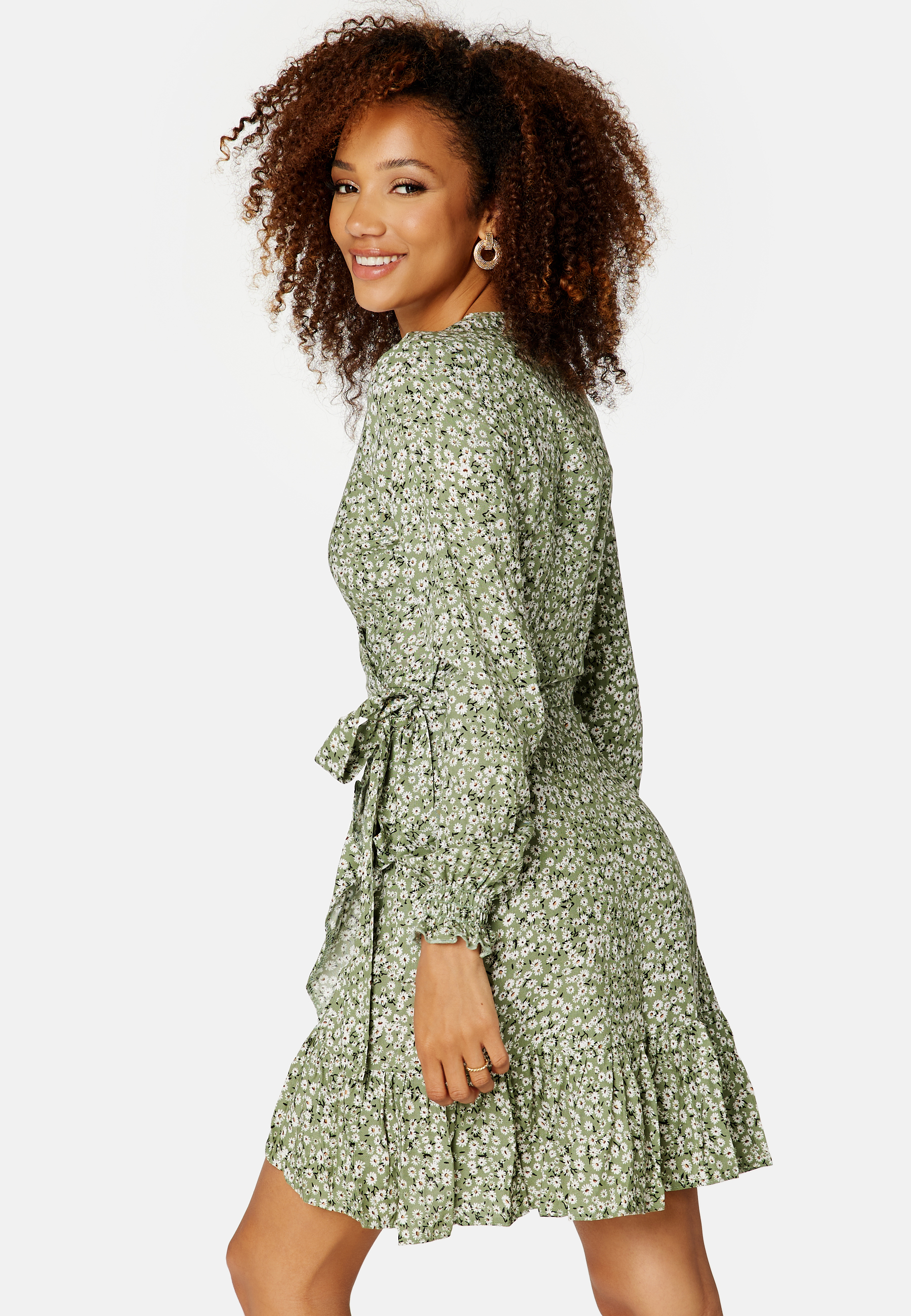 Ditsy Frilly Wrap Mini Dress 2