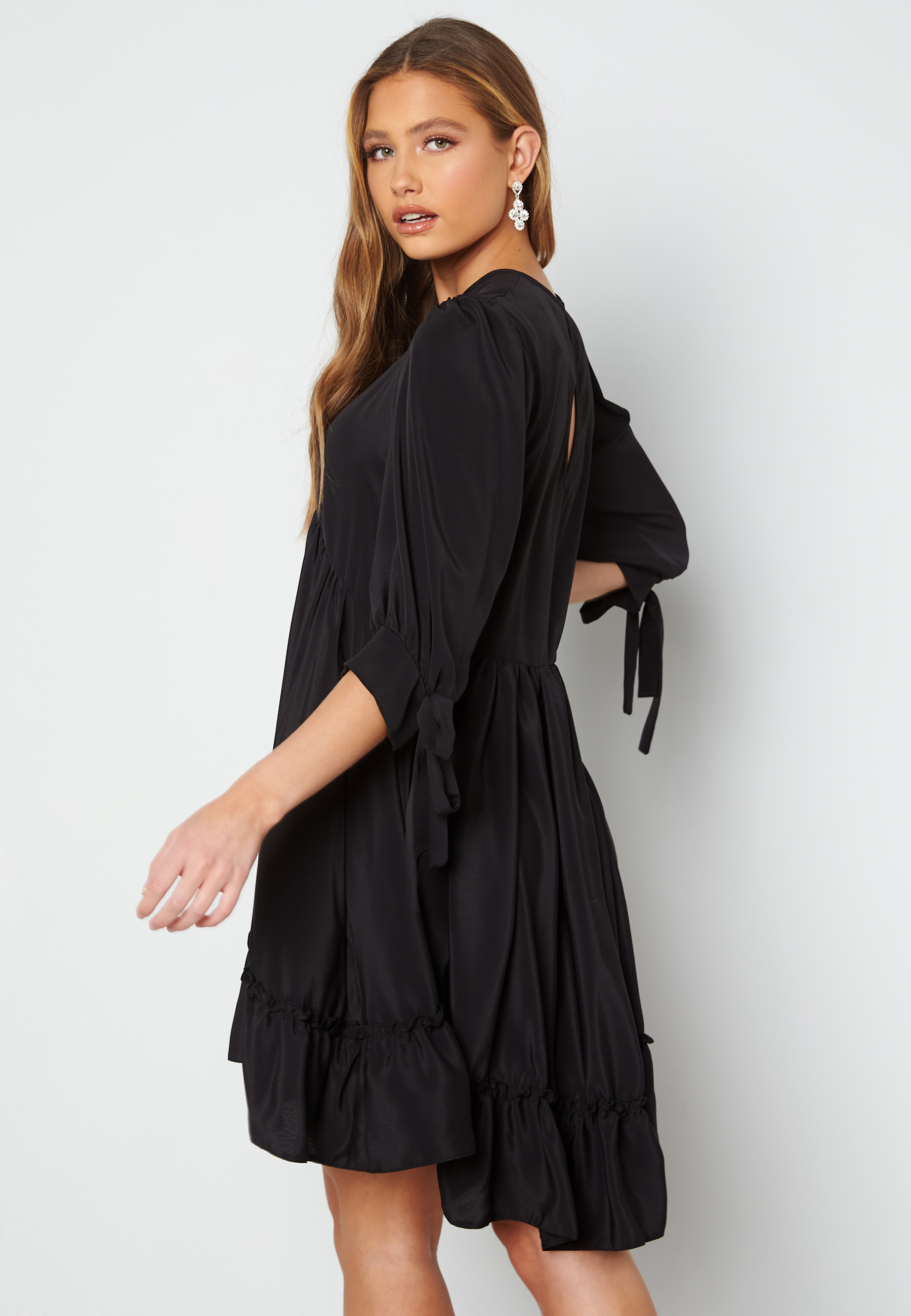 Tie Neck Frill Hem Dress 2