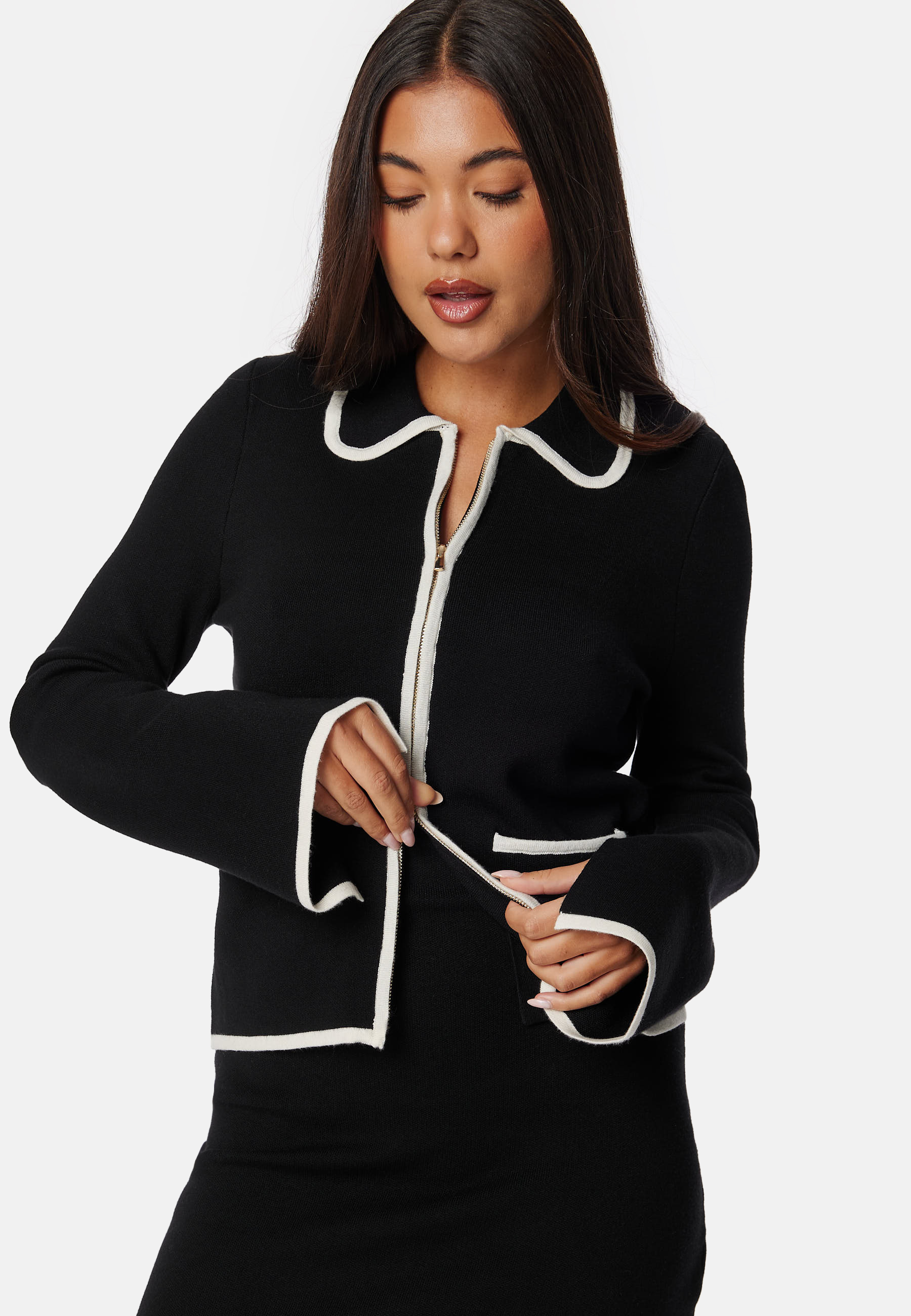 Josefin Contrast Zip Knit Jacke