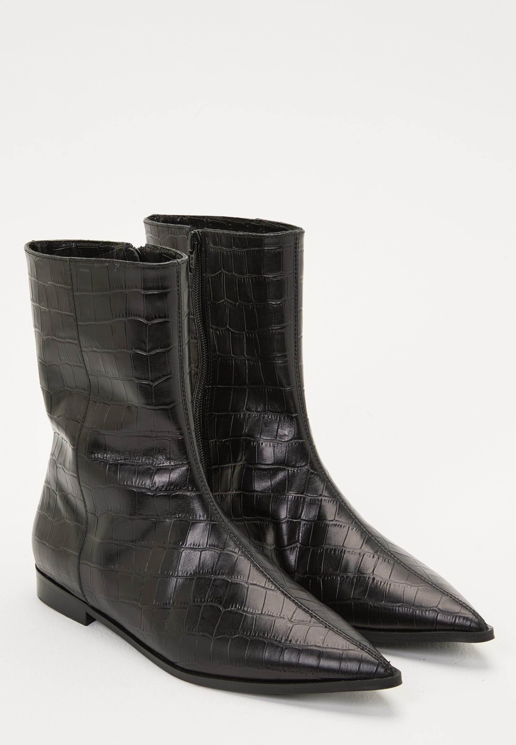 Croco Leather Ankle Boot