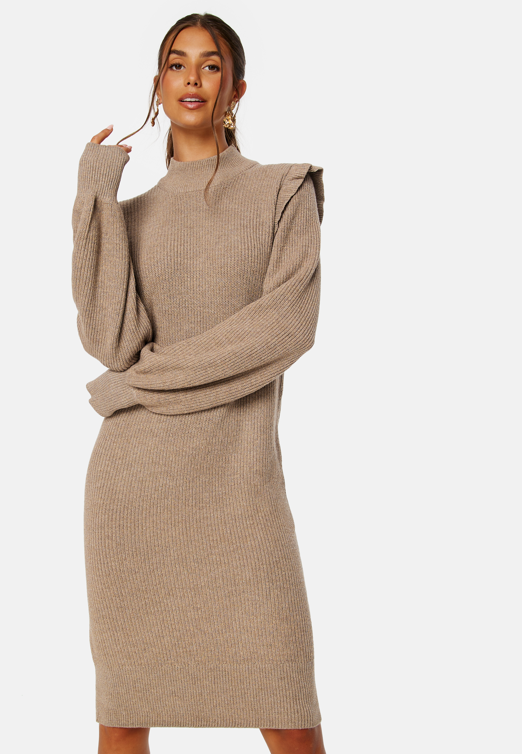 Malena L/S Ruffle Knit Dress