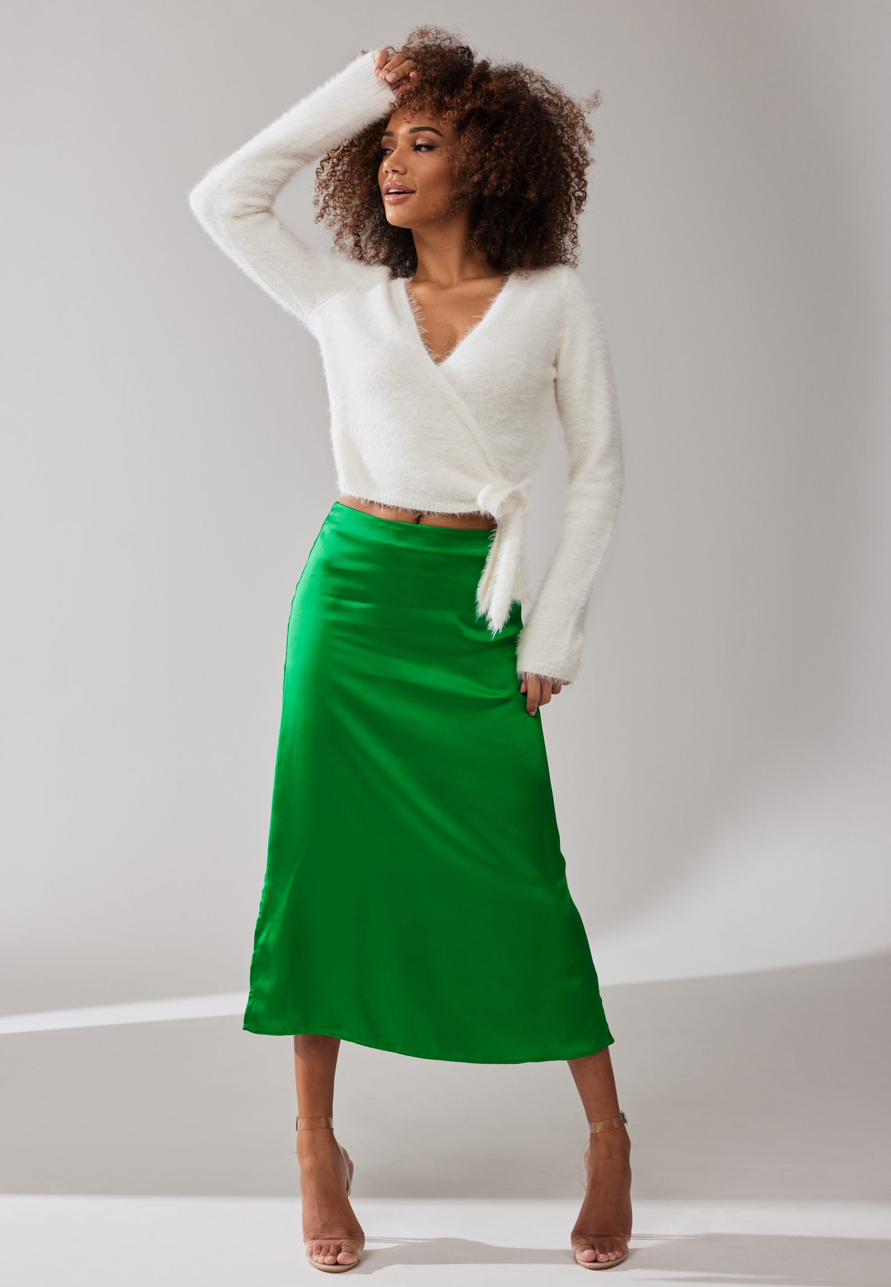 Naya HW Sateen Midi Skirt