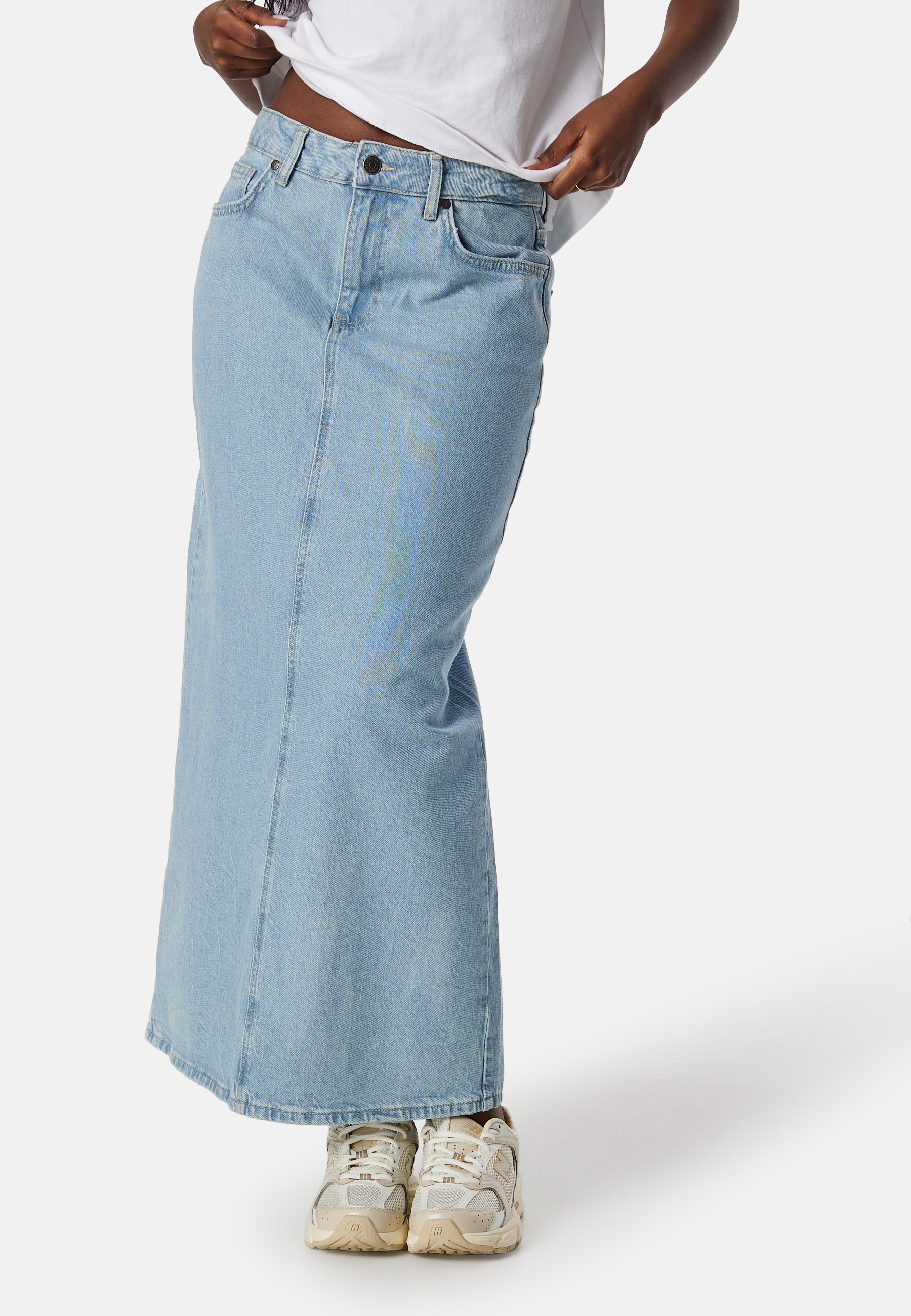 Objellen Mid Waist long denim skirt