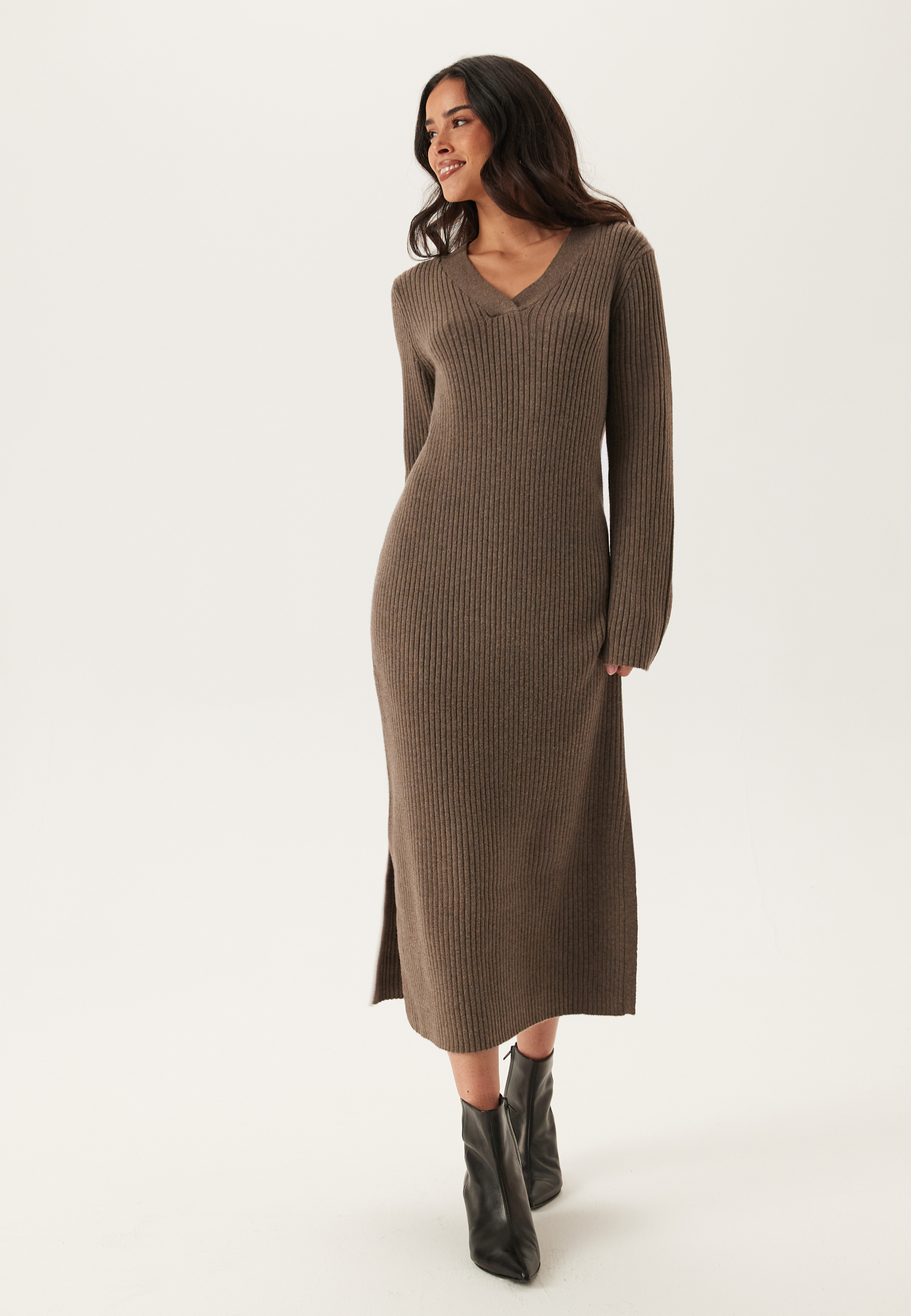 Objelva L/S RE V-NECK KNIT DRESS
