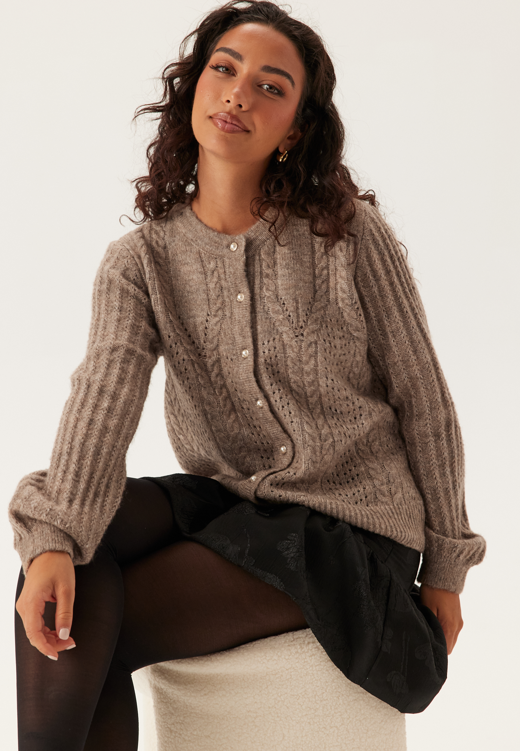 Objflora Re Ls Knit Button Car