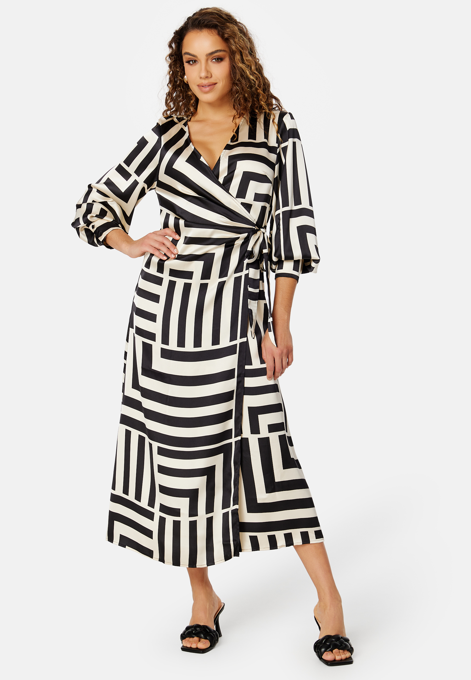 Sateen AOP L/S Wrap Dress 2