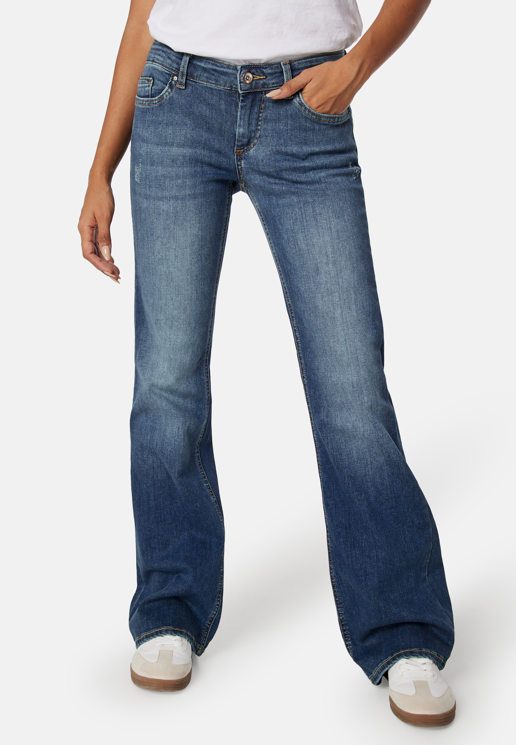 Blush Low Waist Flared Denim