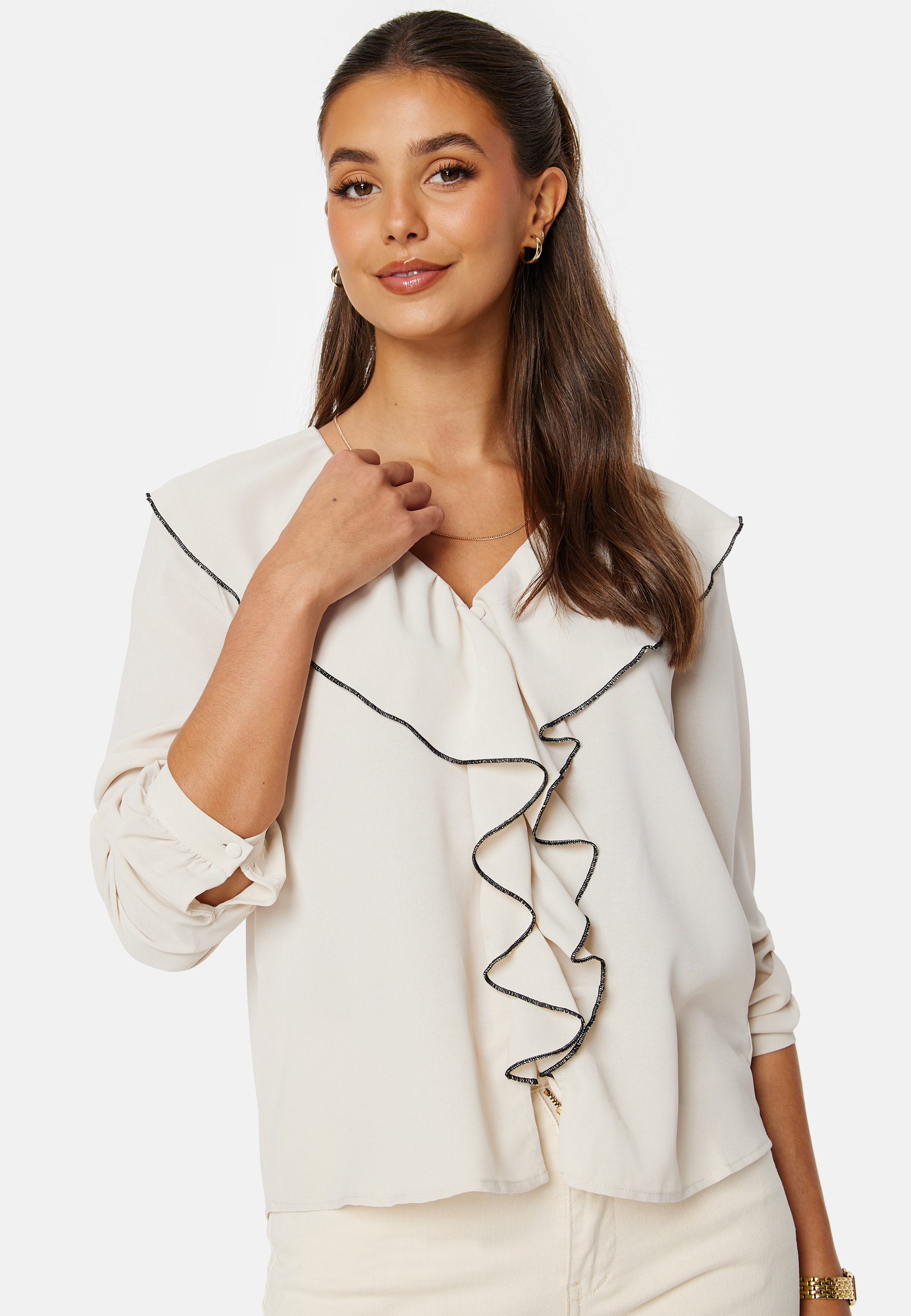 Lise Contrast Frill Shirt