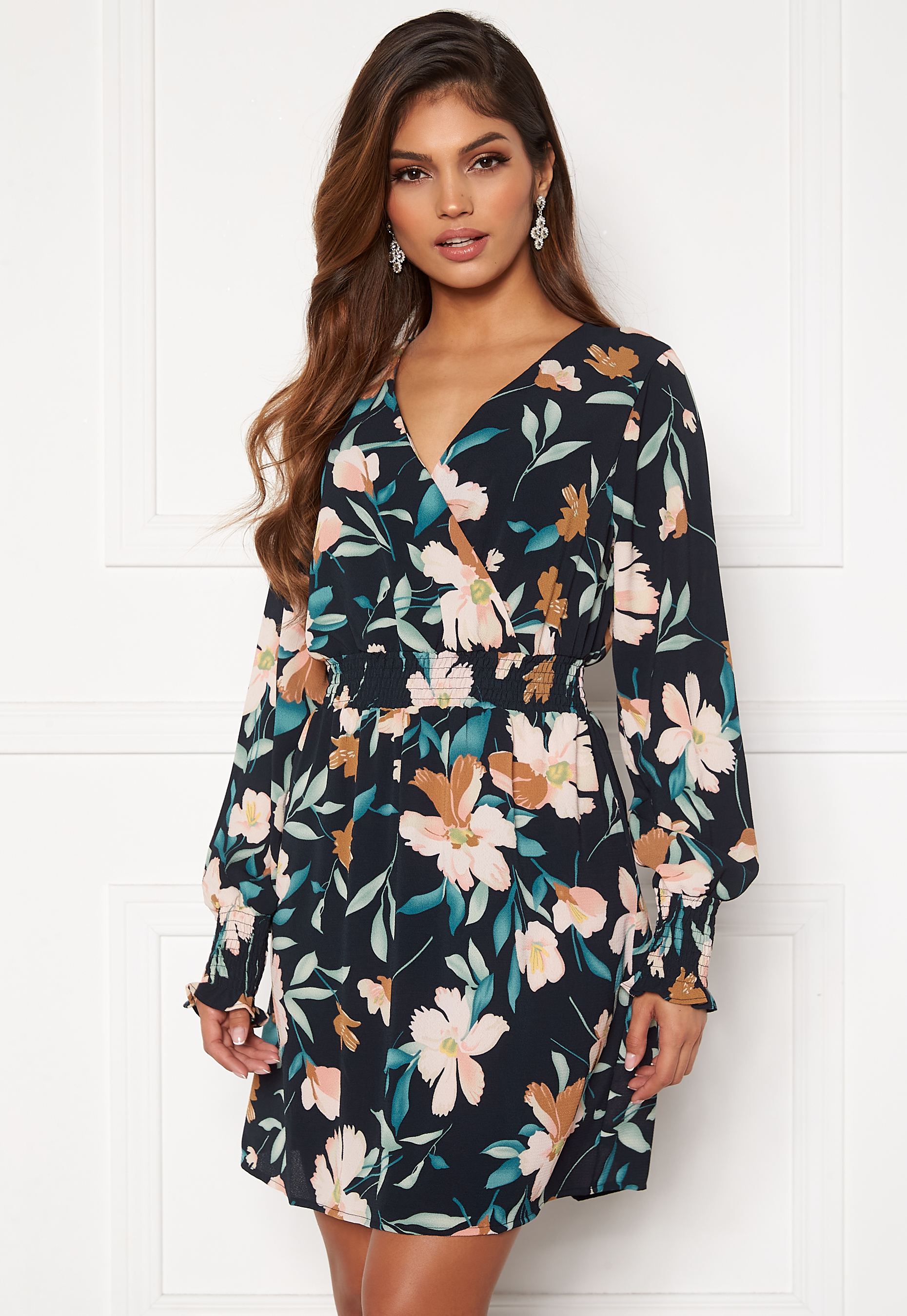 Nova Lux S/L V-Neck Smock Dress