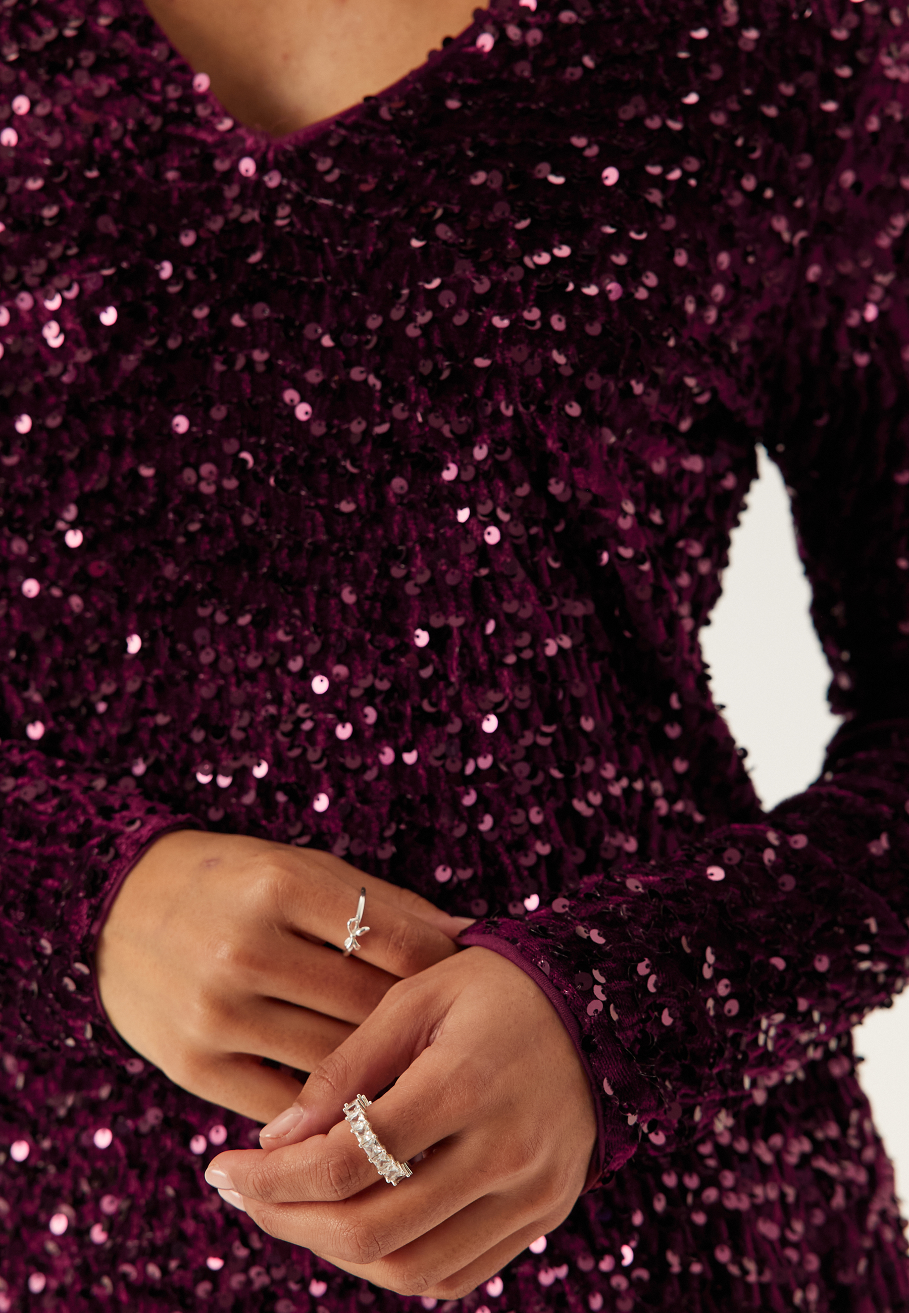 Onlanika Ls Sequins V-neck Dress 5