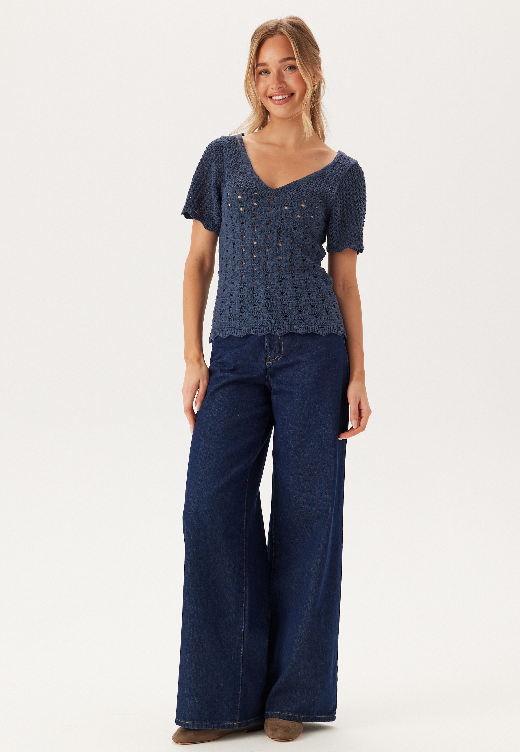 Onlbecca Life Ss V-neck Top Kn 2