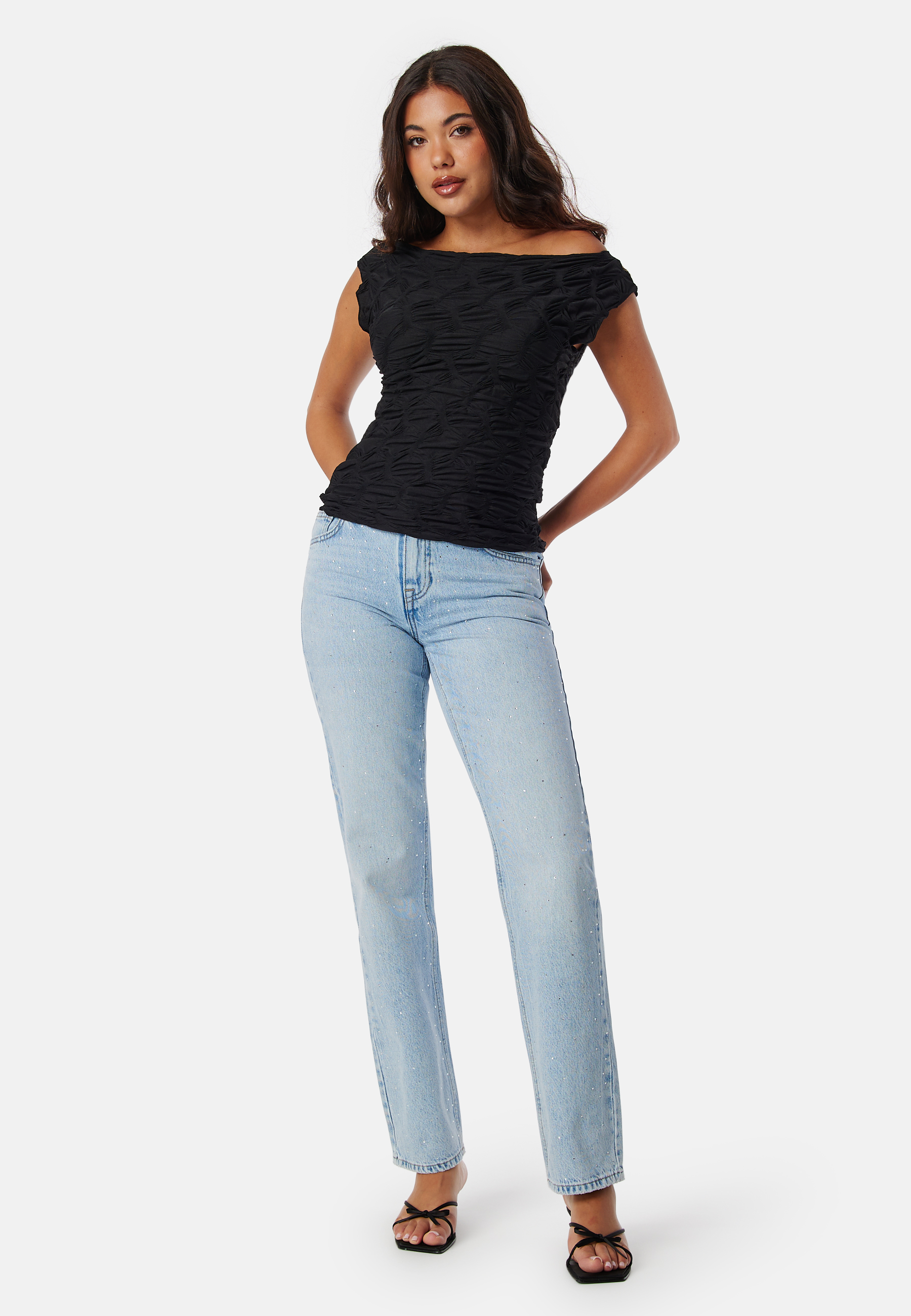 Onlbree low straight rhinest denim jeans 2