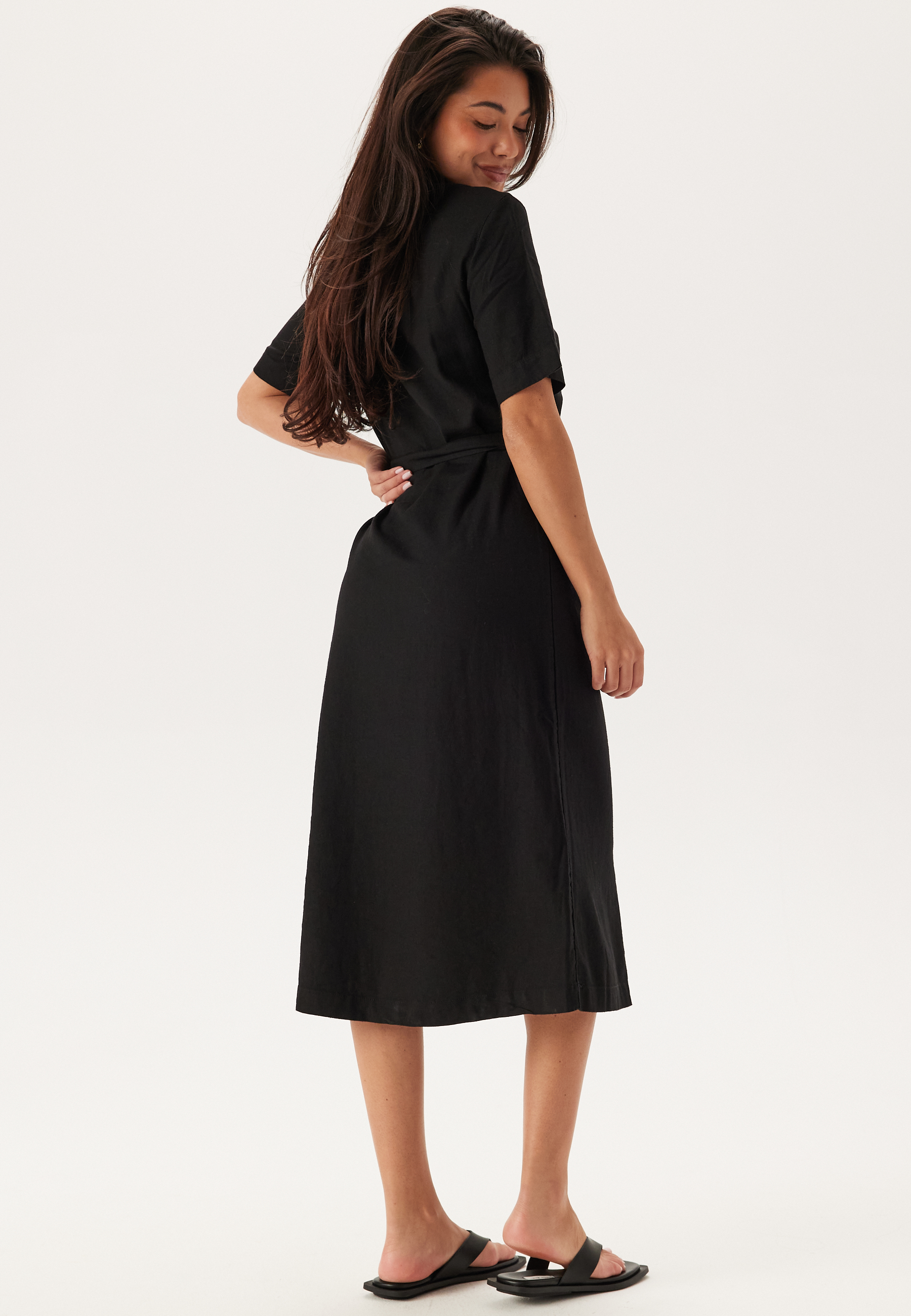 Onlcaro S/S LINEN BL BELT DRES 2