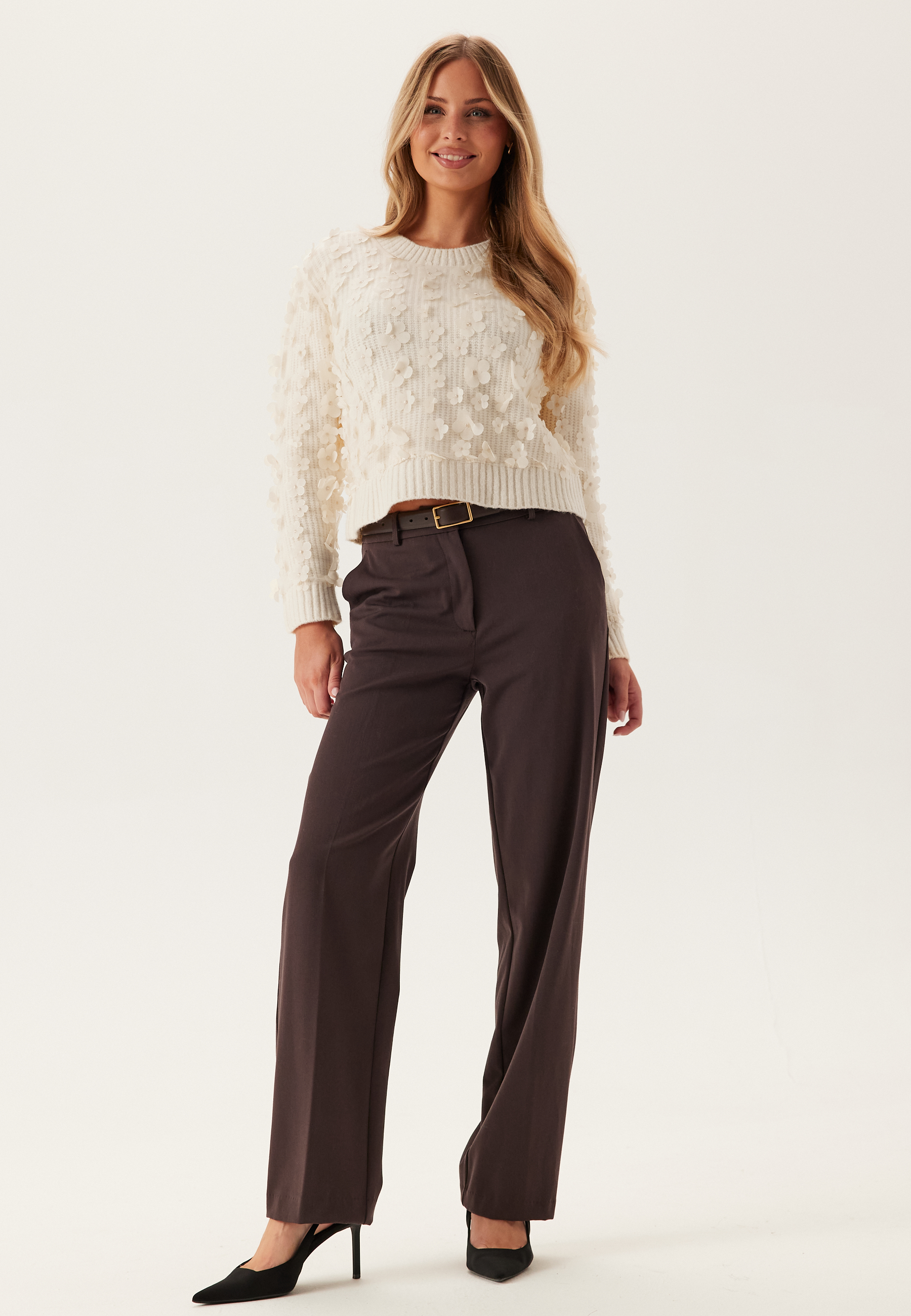 Onlhua Life Ls Flower Detail O-neck Knit 3
