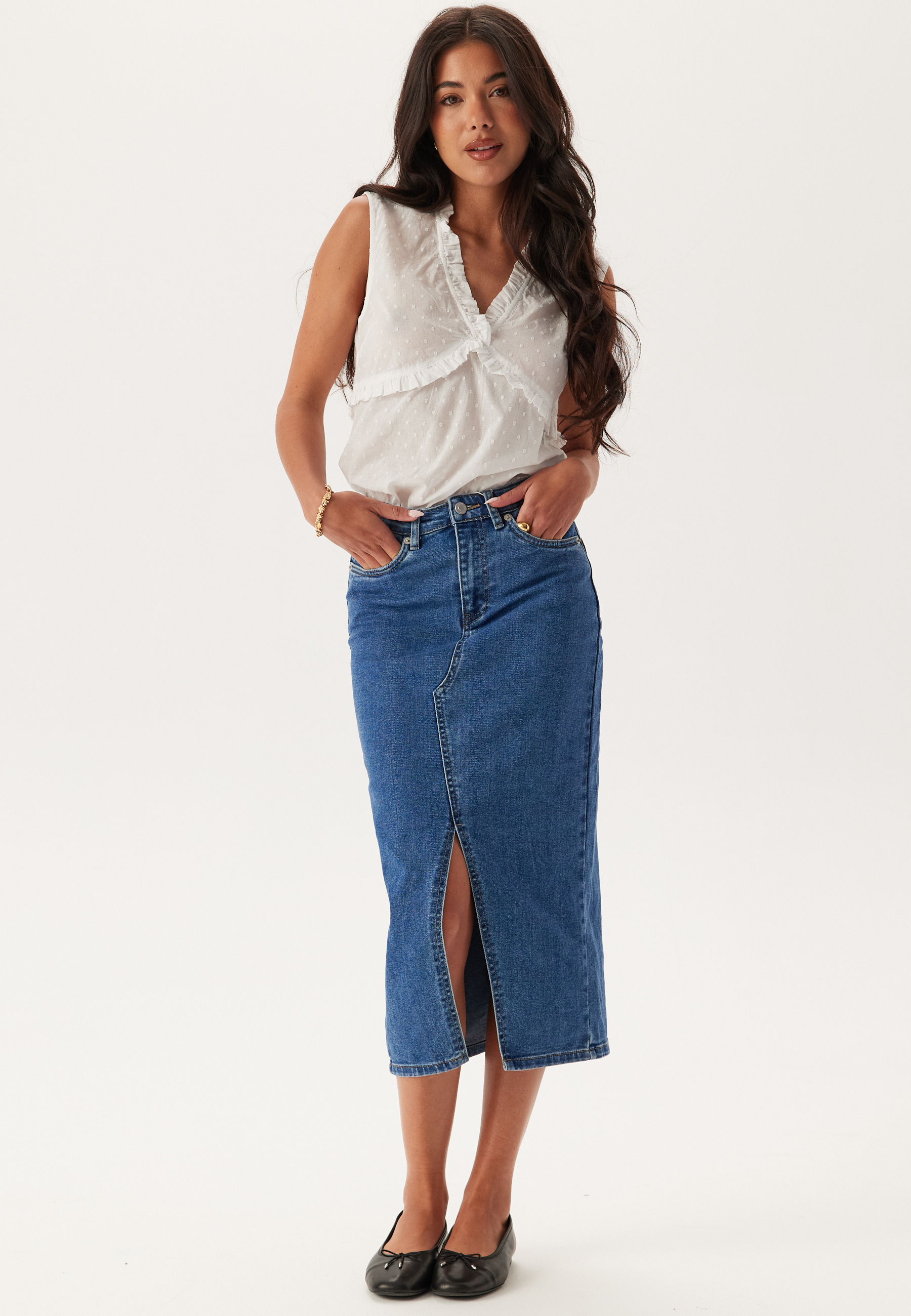Onlsiri Front Slit Skirt Dnm 2