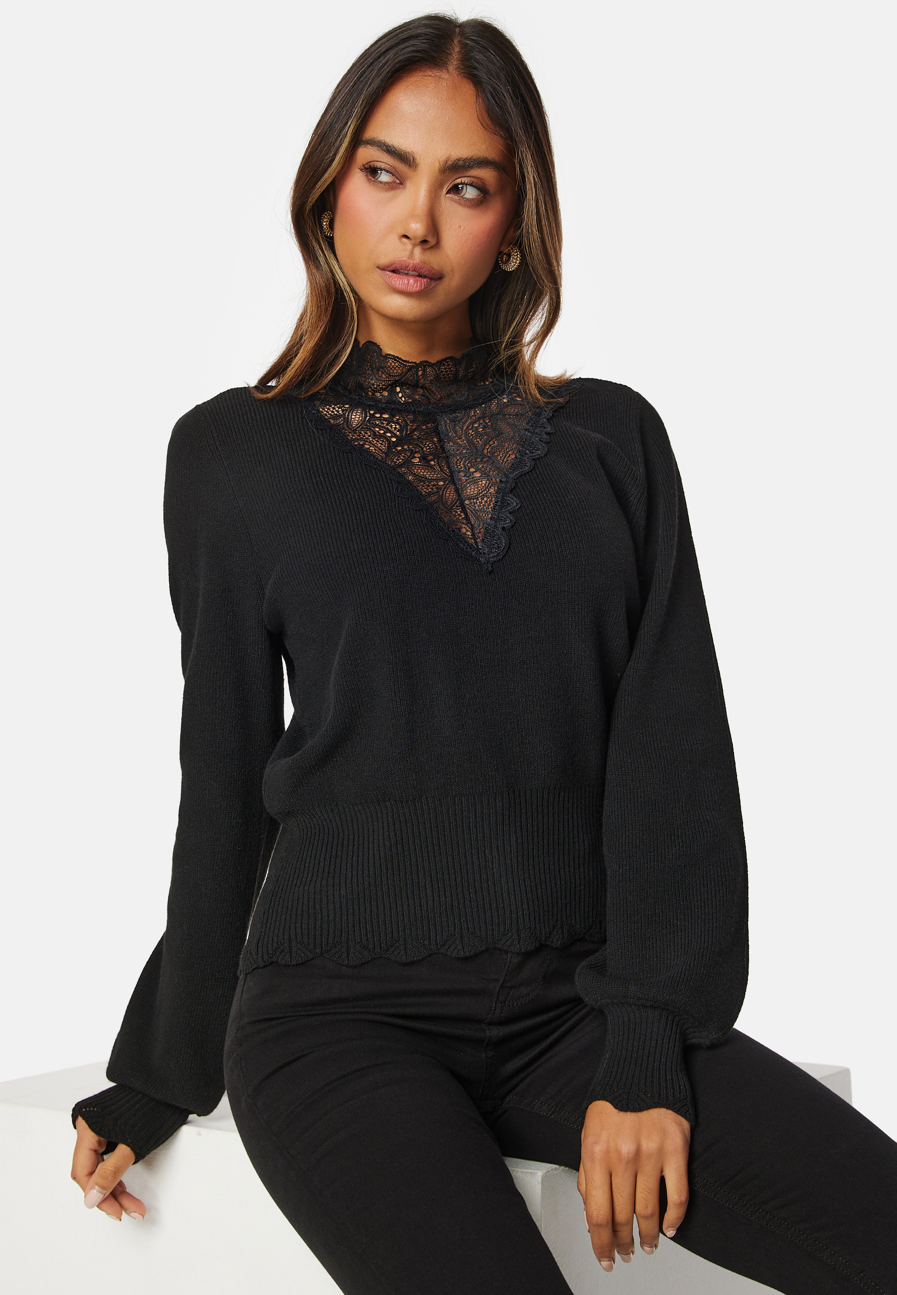 Rebecca LS Mix Highneck Knit