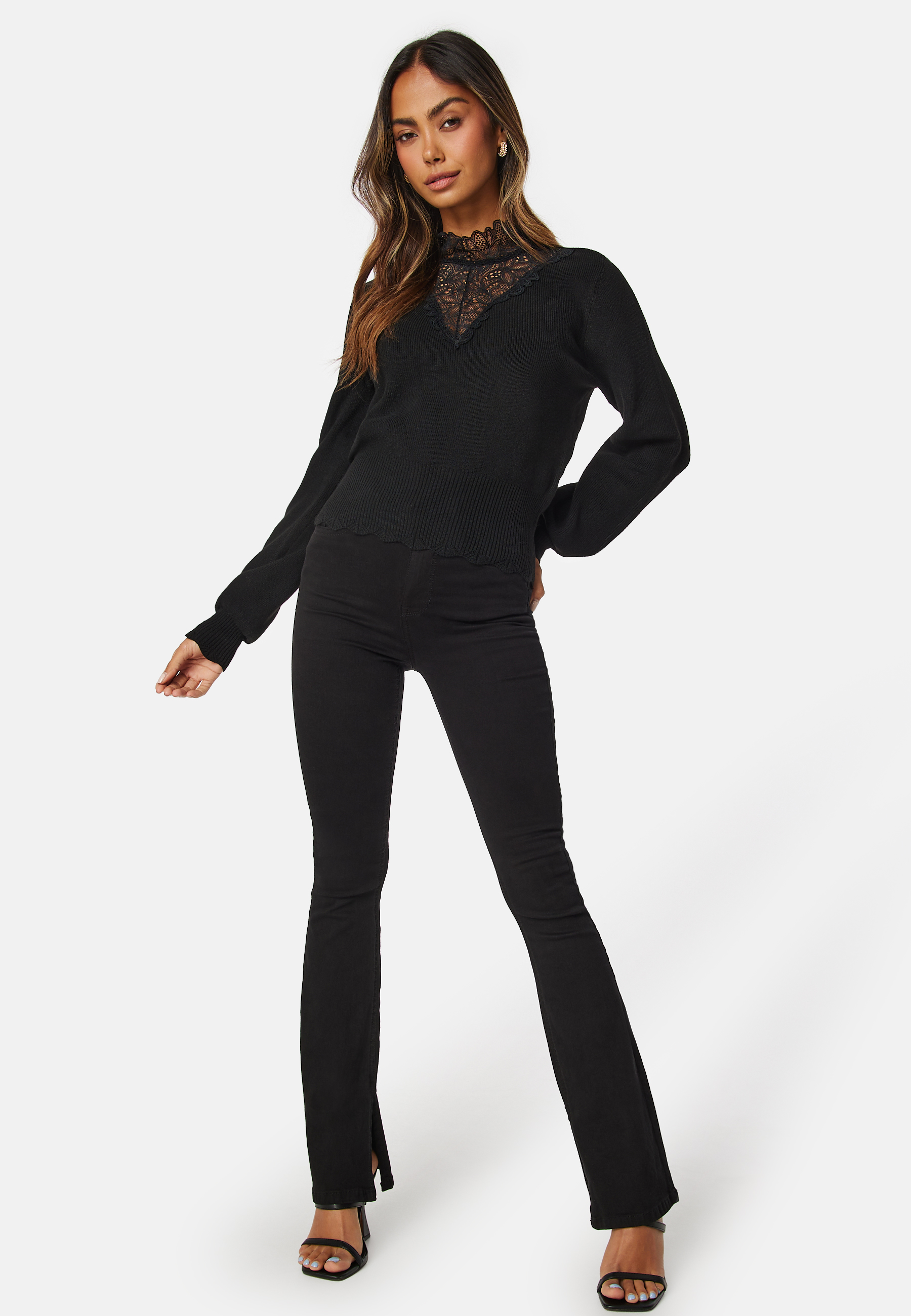 Rebecca LS Mix Highneck Knit 2