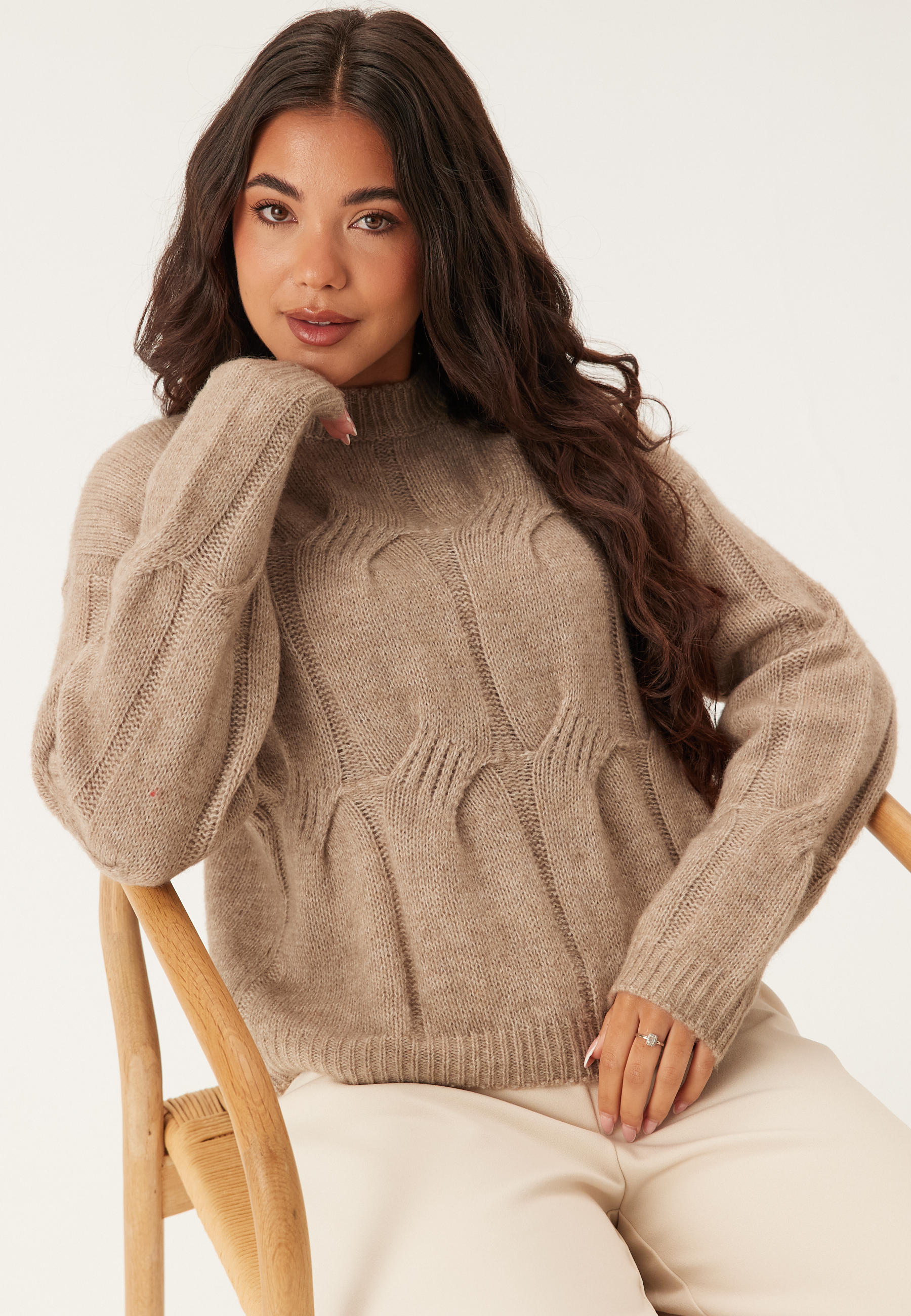 Pcjenna Ls O-neck Cable Knit