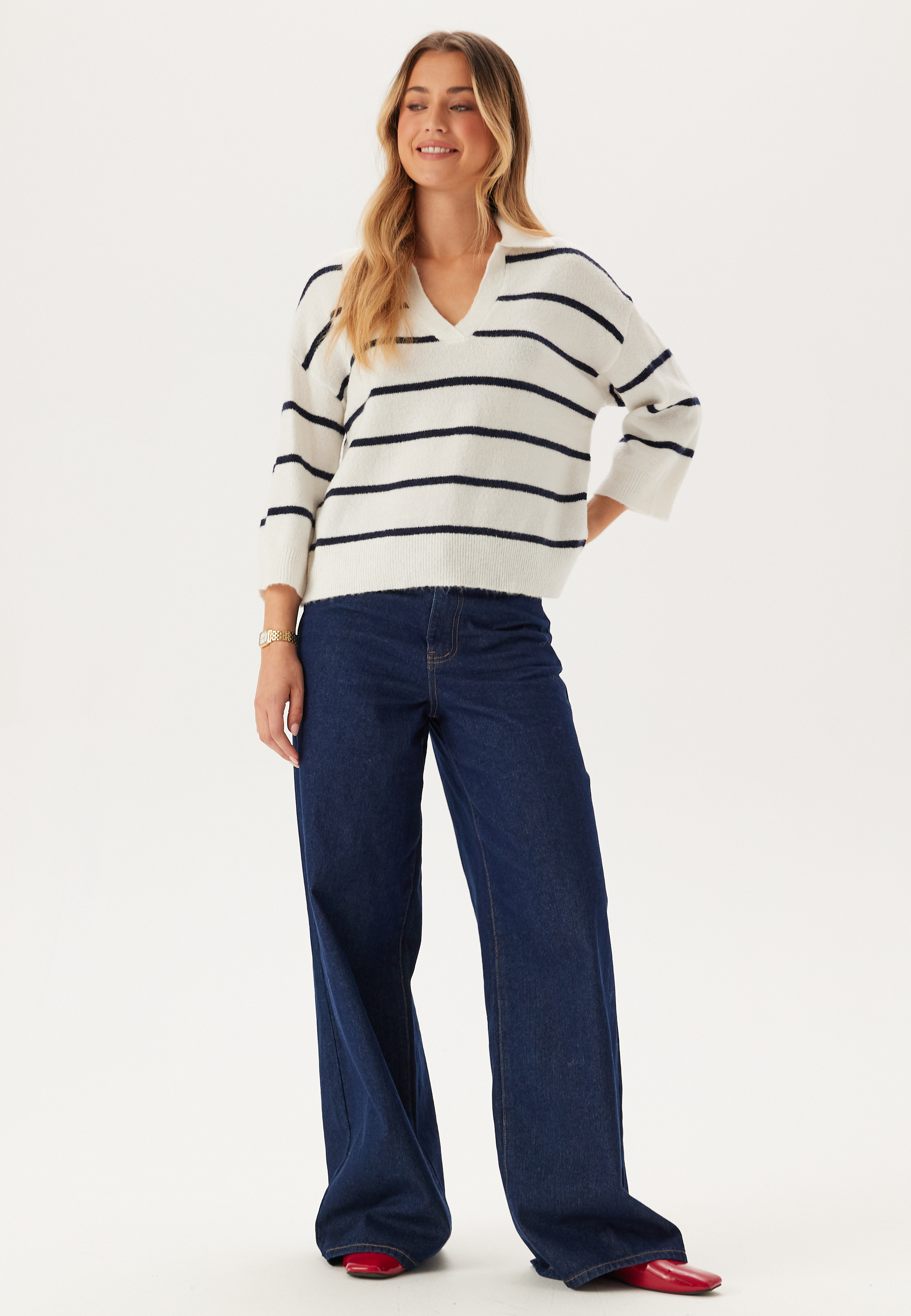 Pcmikela 3/4 V-NECK POLO KNIT 2