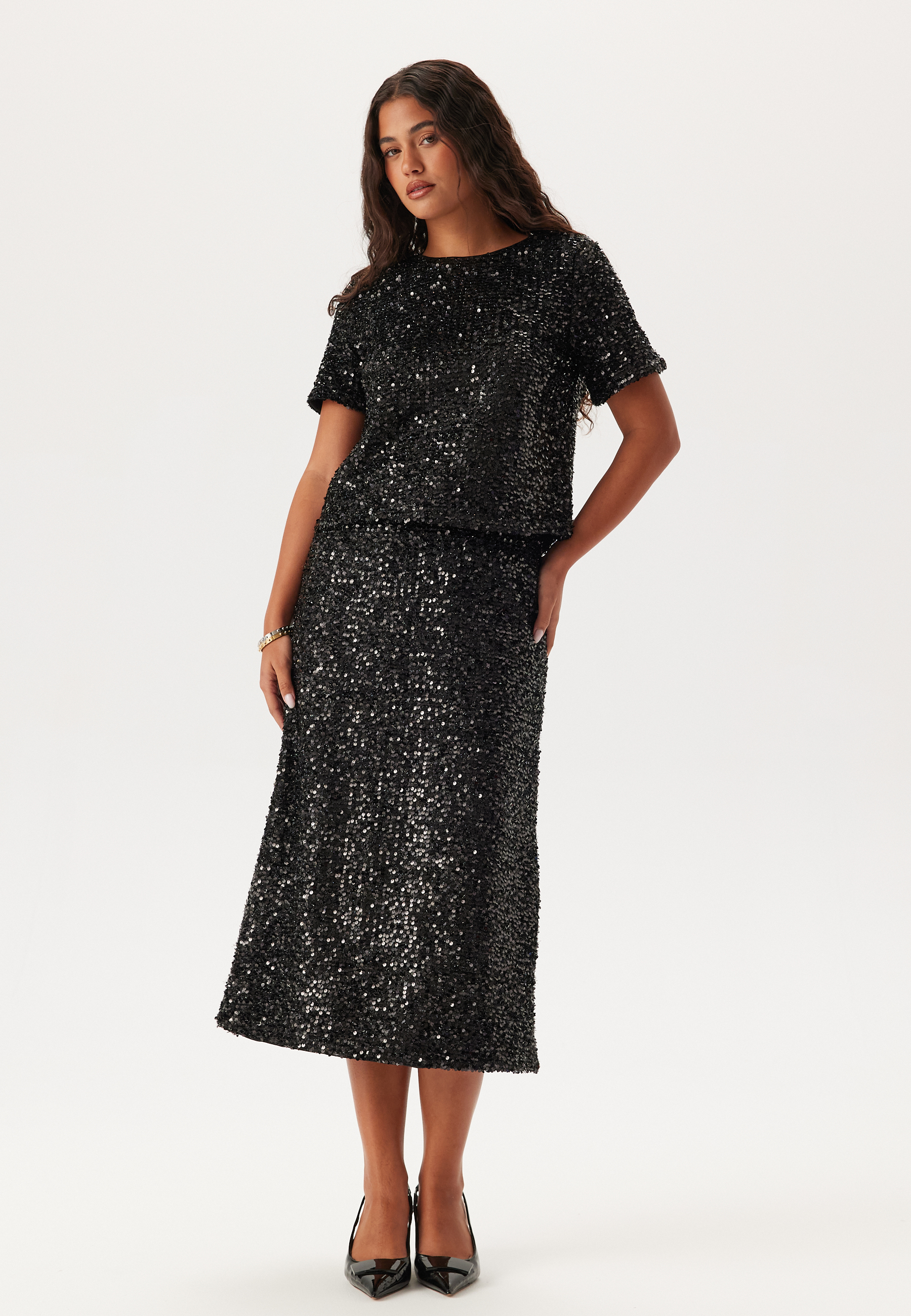 Pcserena Sequin Ss O-neck Top 4