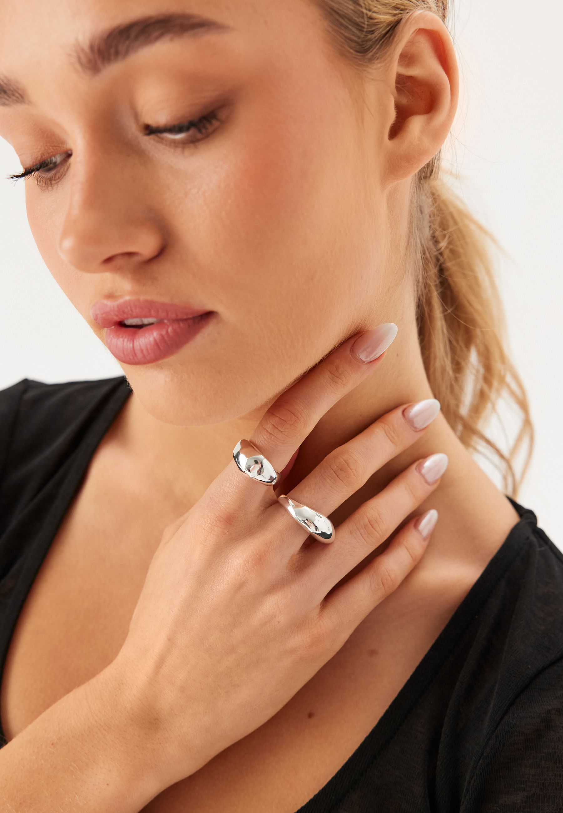 Dune Rings, 2-in-1 Set, Silver 2