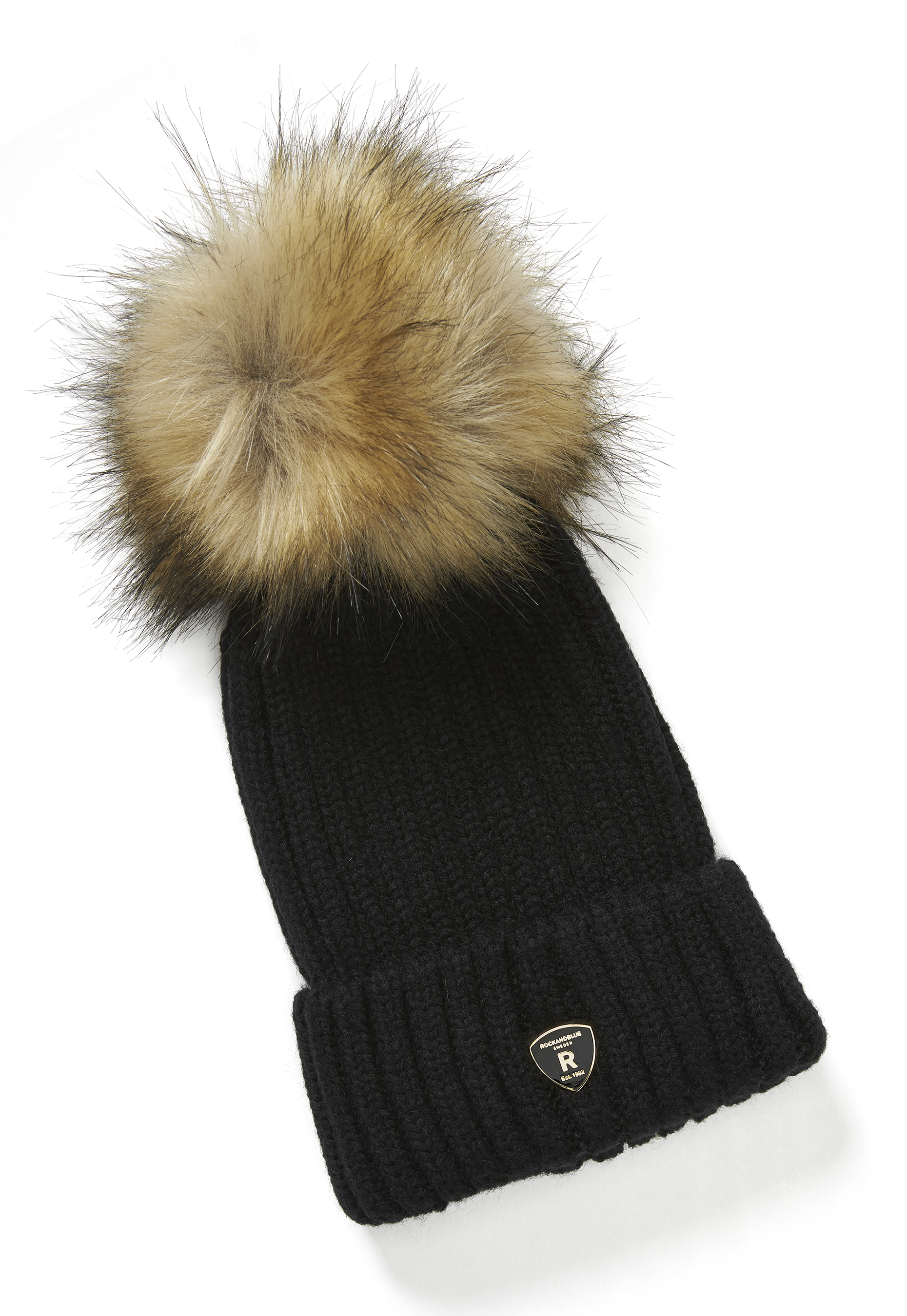 Alternativ bild 1 för ROCKANDBLUE Pom Pom Hat Black/Natural Onesize