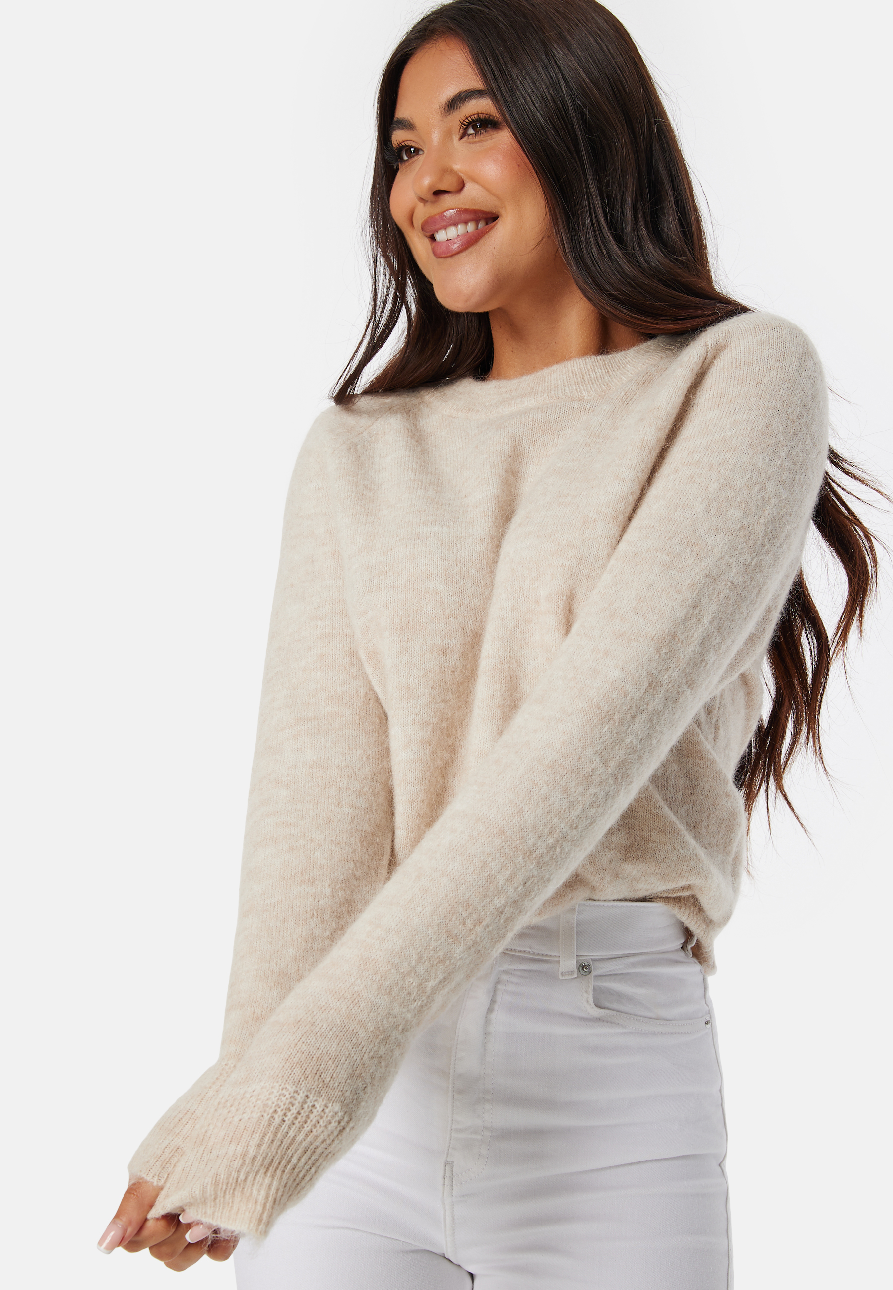 Selected Femme Lulu Knit Genser  - Beige