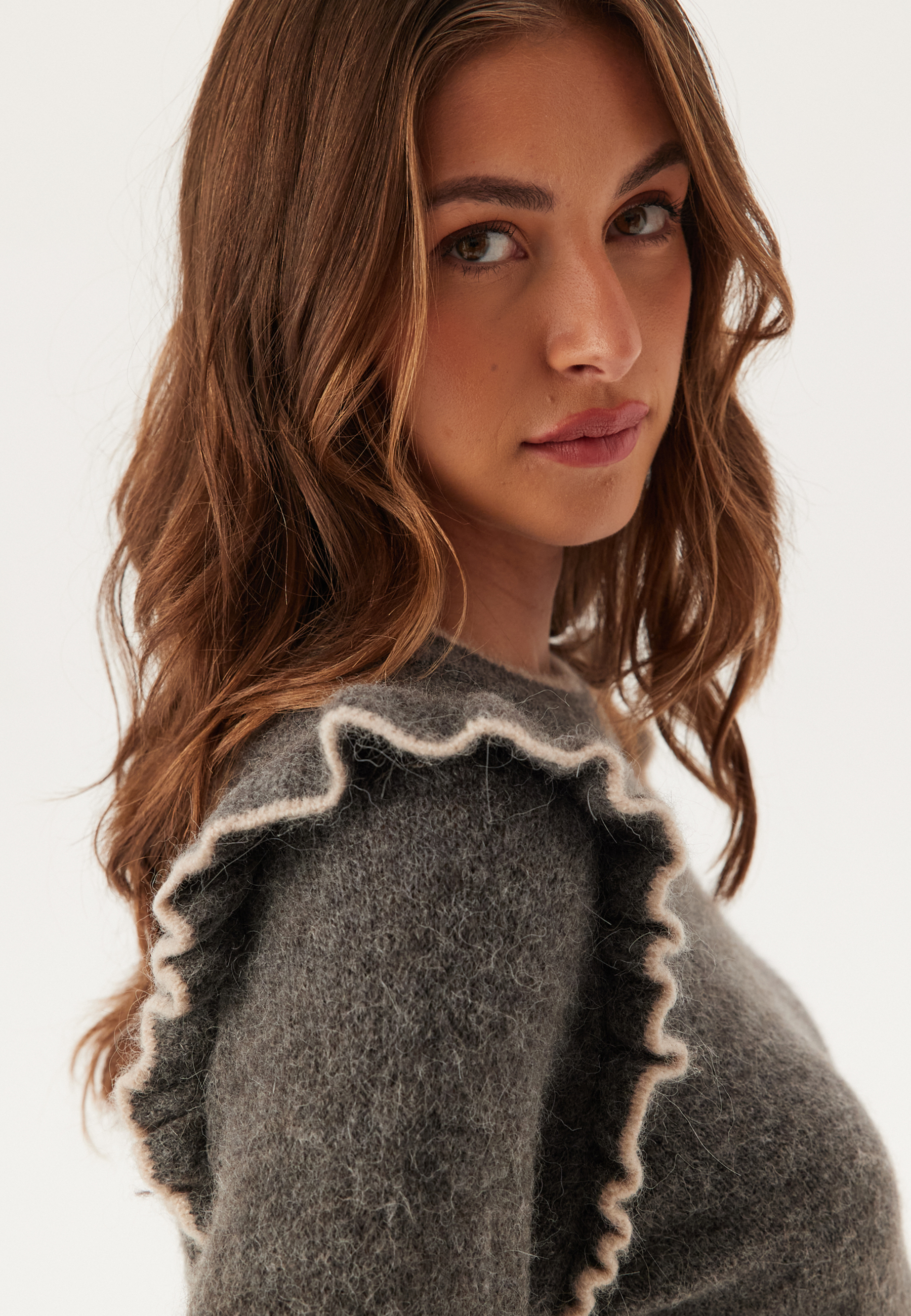 Slfalva Frills Ls Knit O-neck 3