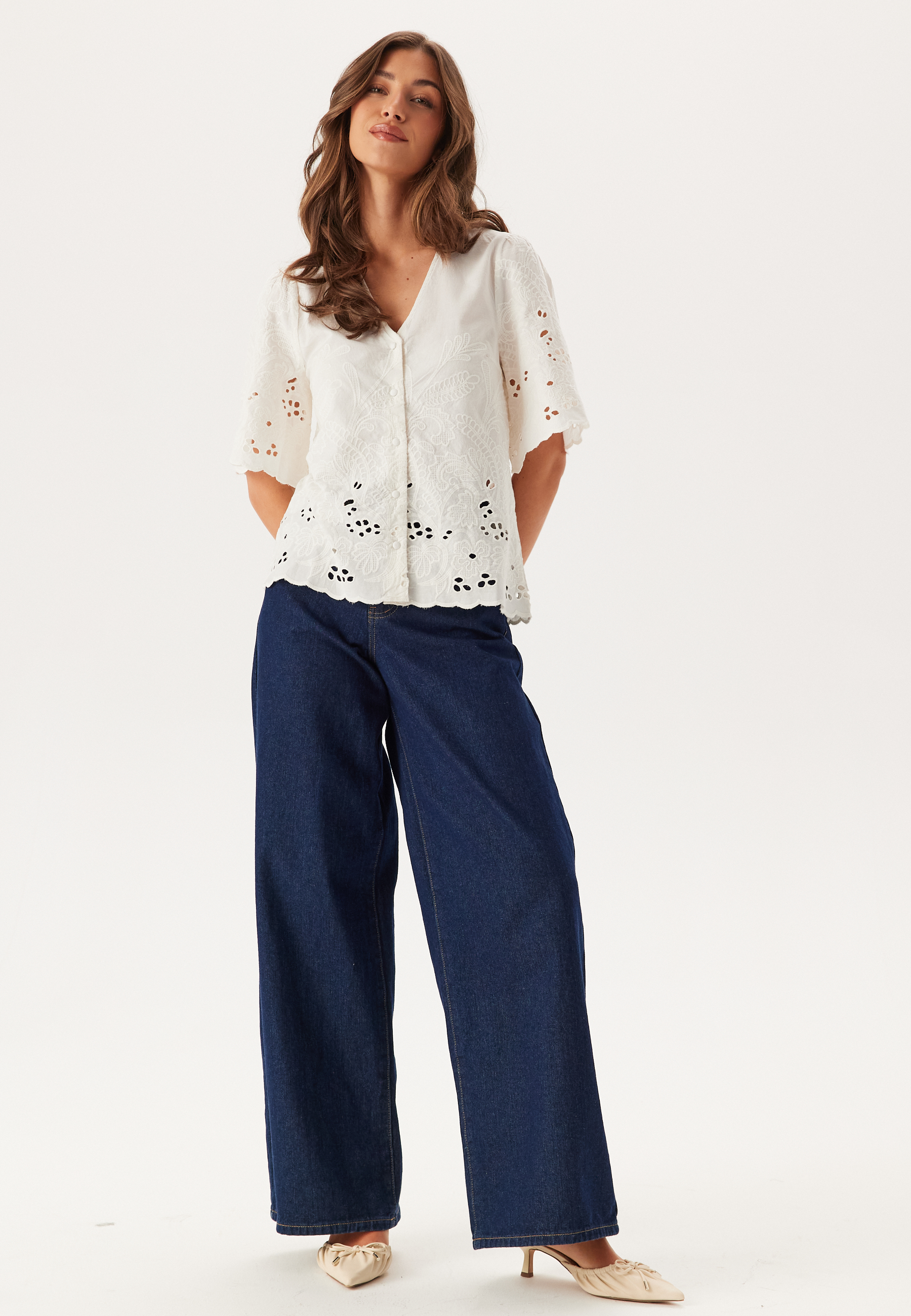 Slfdahlia Ss Broderi Shirt 2