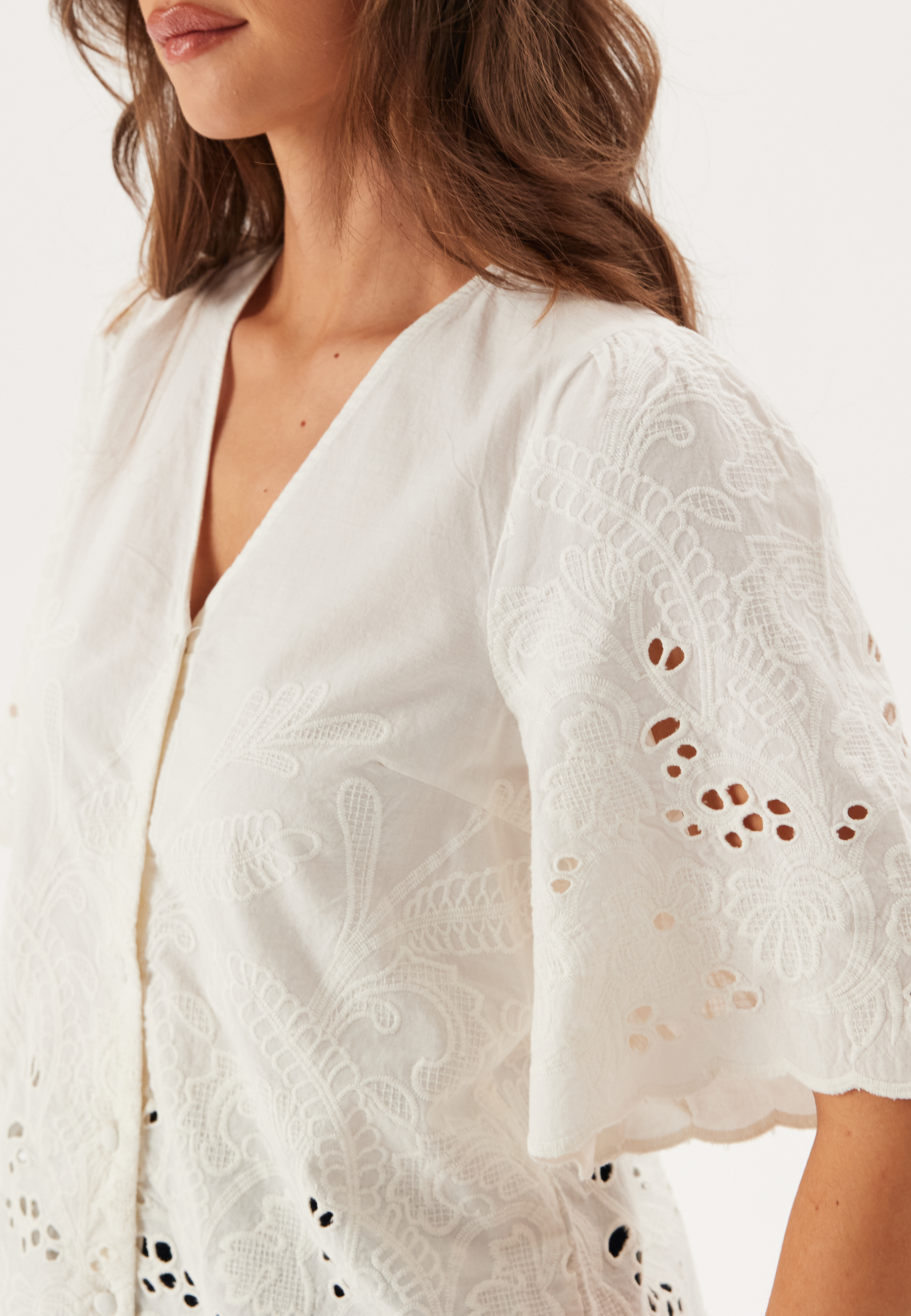 Slfdahlia Ss Broderi Shirt 3