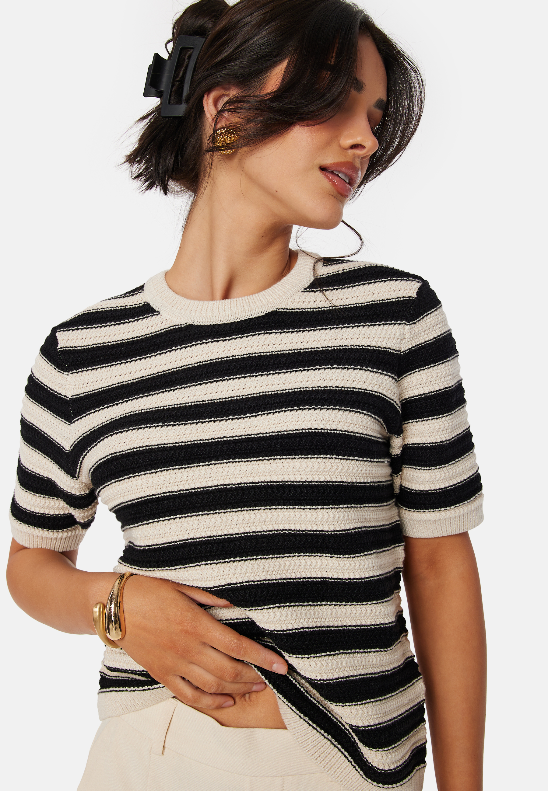 Slfdora SS knit O-Neck