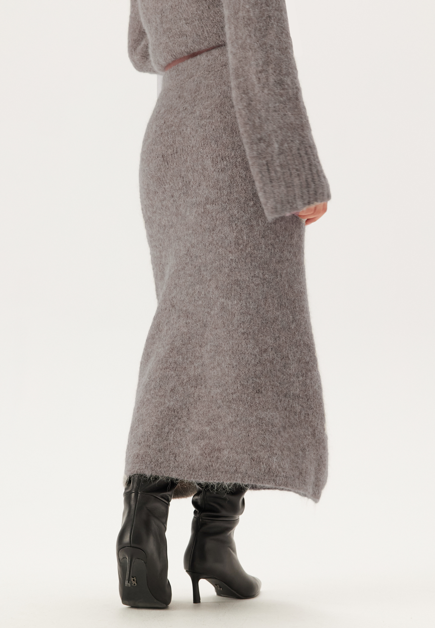 Alternativ bild 1 för Selected Femme - SLFGabella HW Midi Knit Skirt - Kjol - Steel Gray - XS