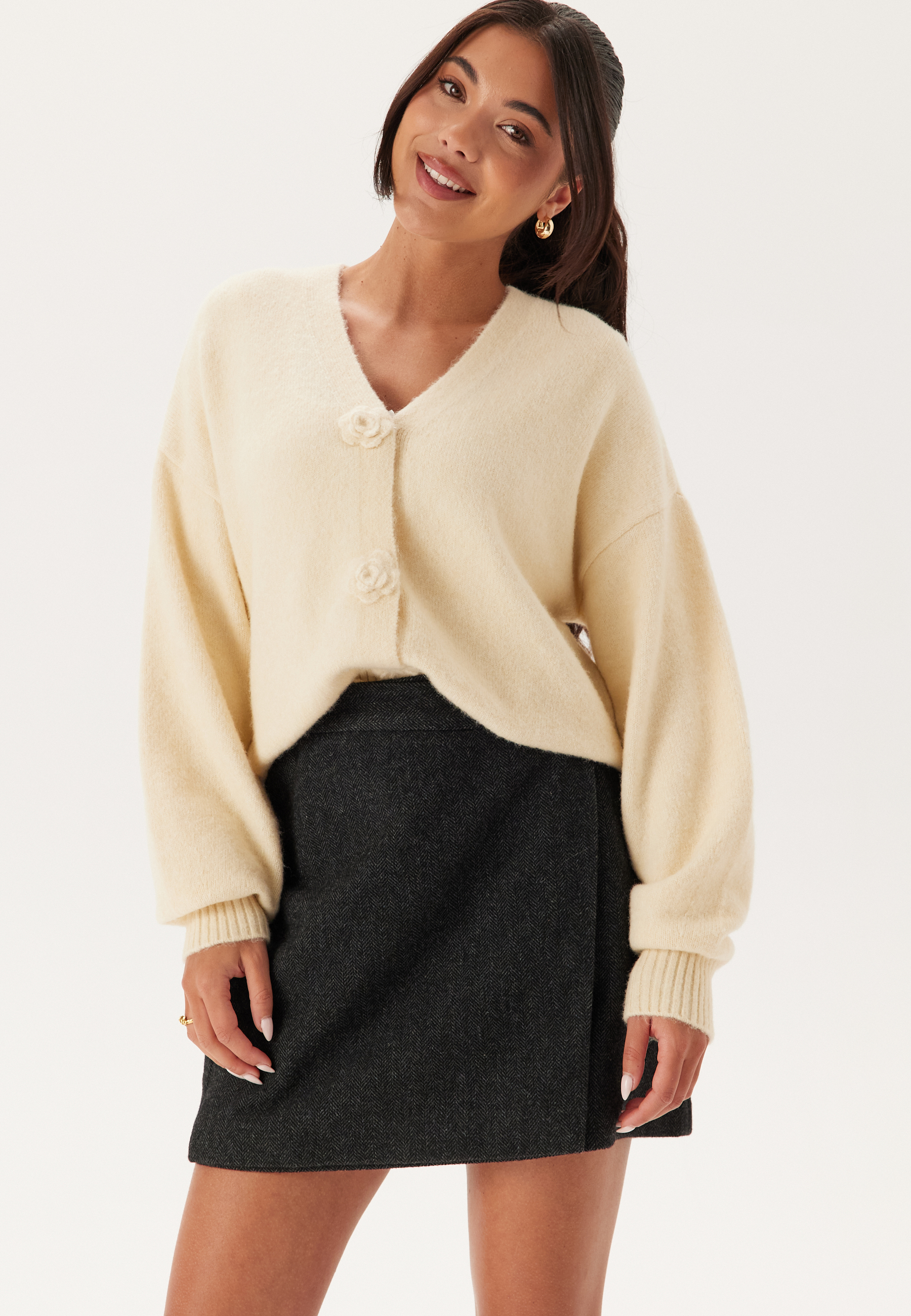 Alternativ bild 1 för Selected Femme - SLFLelou HW Mini Skirt - Kjol - Dark Grey Herringbone - 36