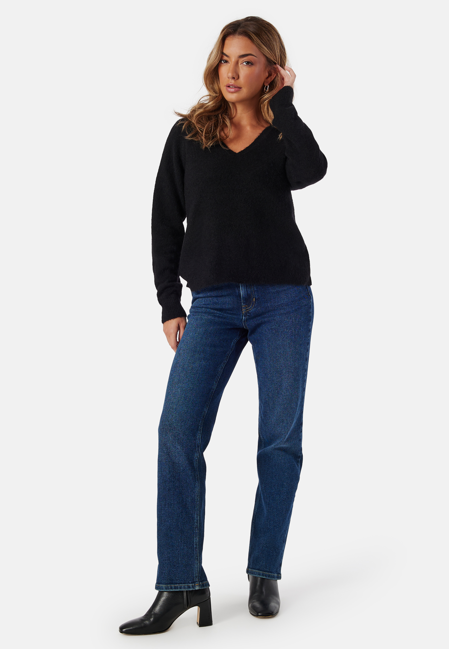 Alternativ bild 1 för Selected Femme - SLFLulu New LS Knit V-Neck NOOS - Stickat - Black - XS