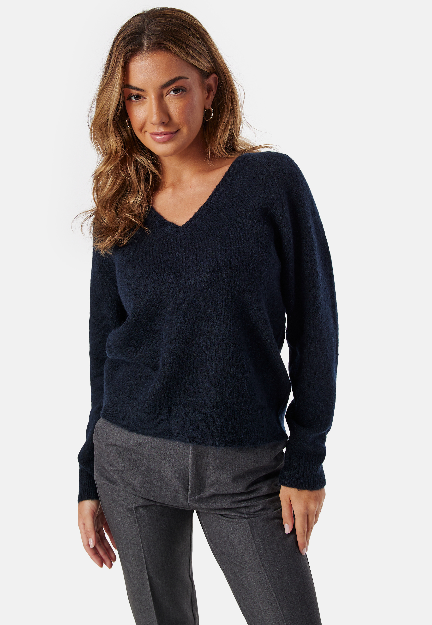Produktfoto för Selected Femme - SLFLulu New LS Knit V-Neck NOOS - Stickat - Dark Sapphire - L