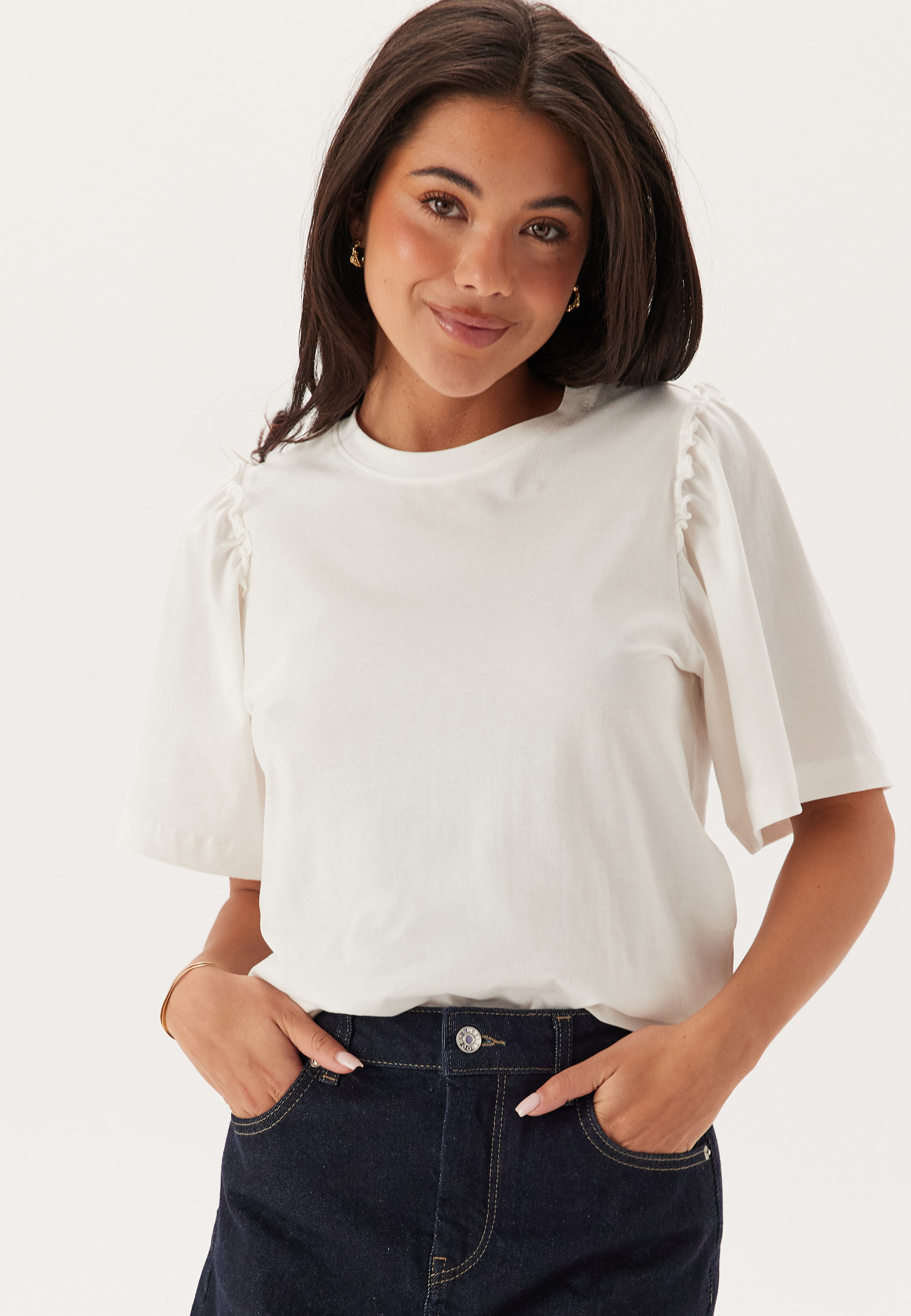 Slfpenelope 2/4 RUFFLE TEE NOO