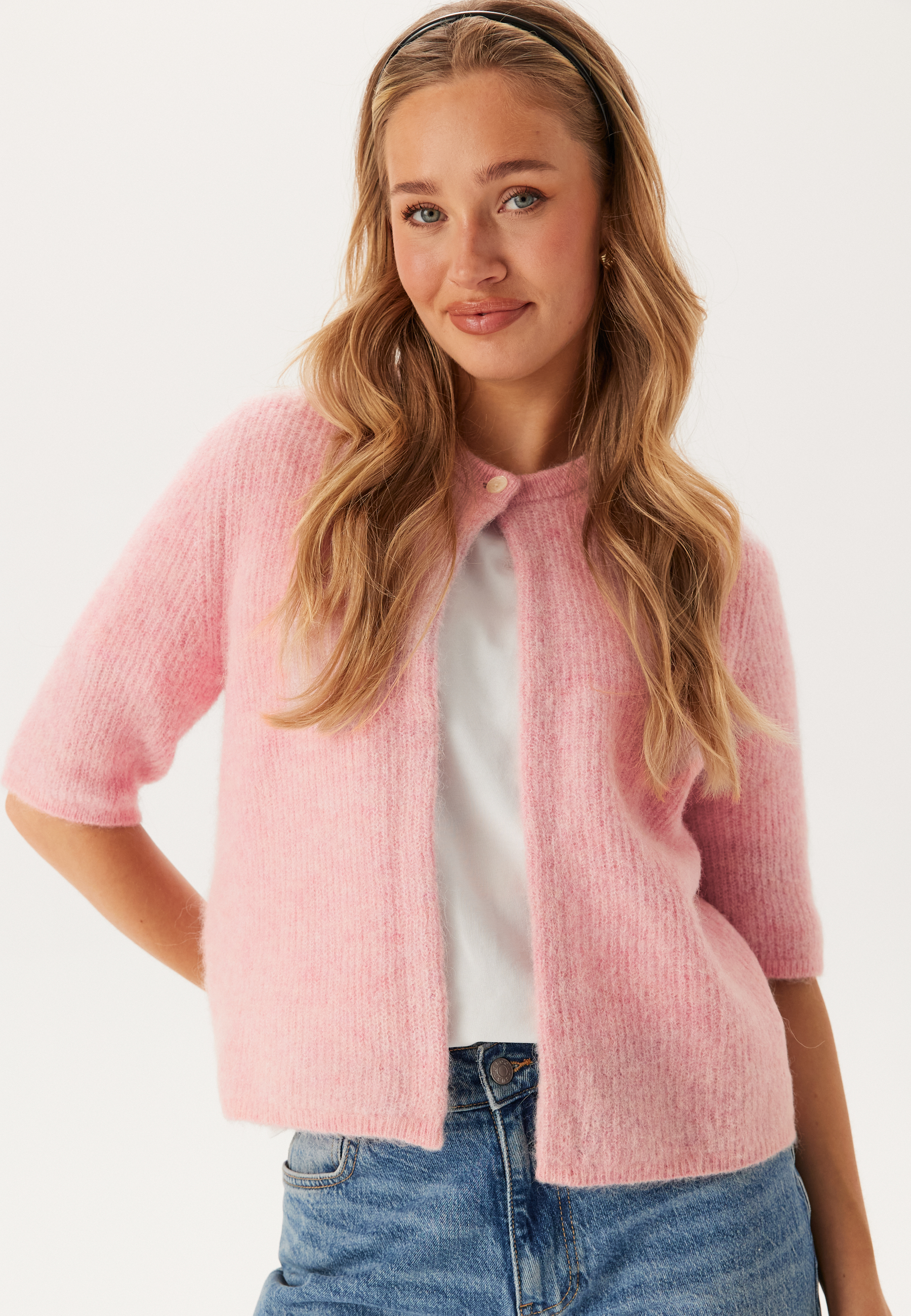 Alternativ bild 1 för Selected Femme - SLFSia Ras 2/4 Rib Knit Cardigan NOOS - Cardigan - Bleached Mauve Melange - M