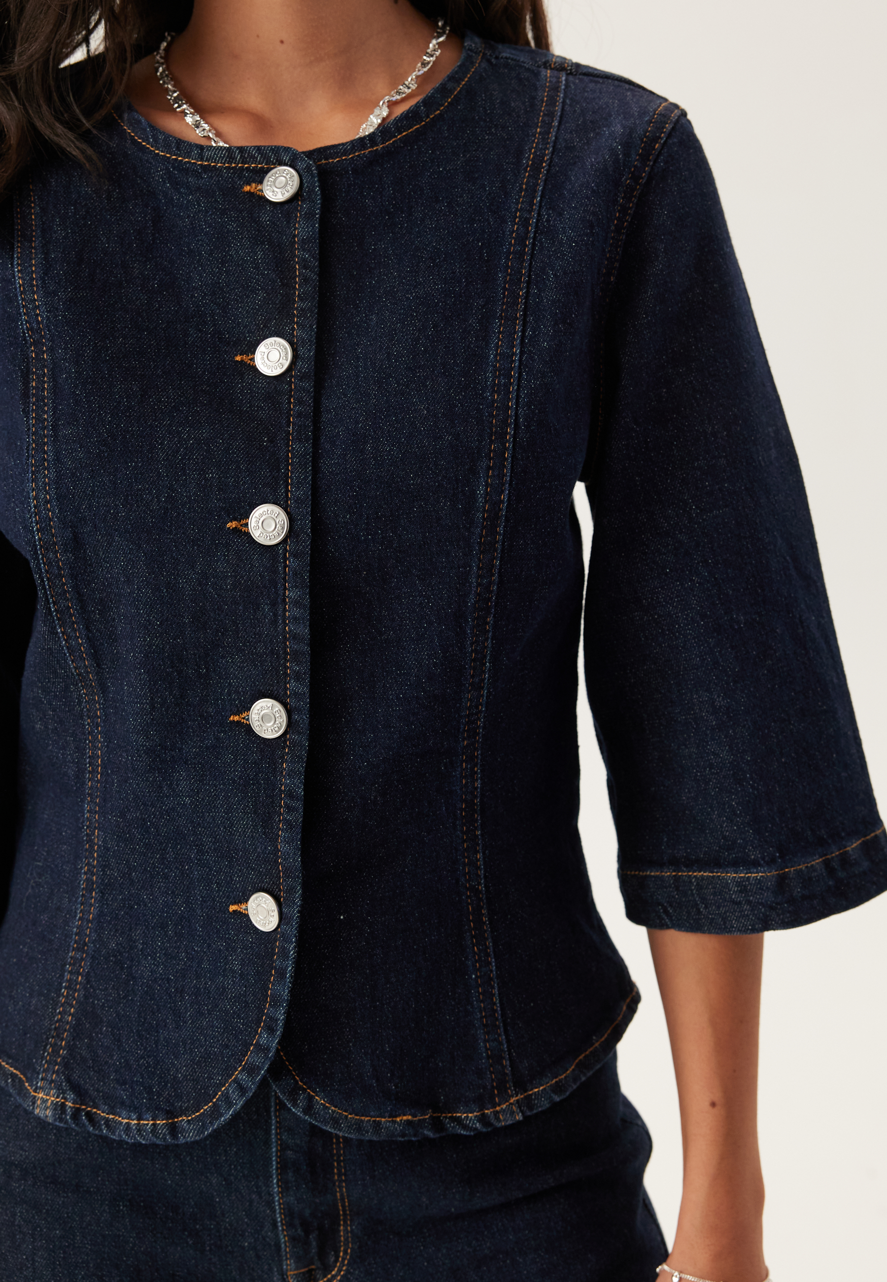 Slfvida-kori 3/4 SHORT DENIM J 4