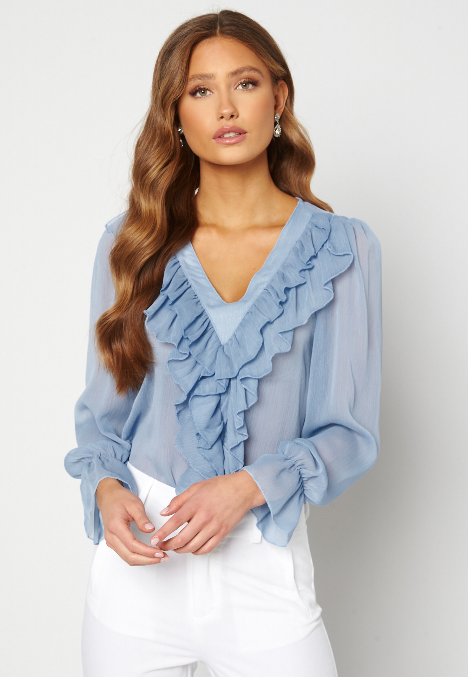V-Neck Flounce Blouse
