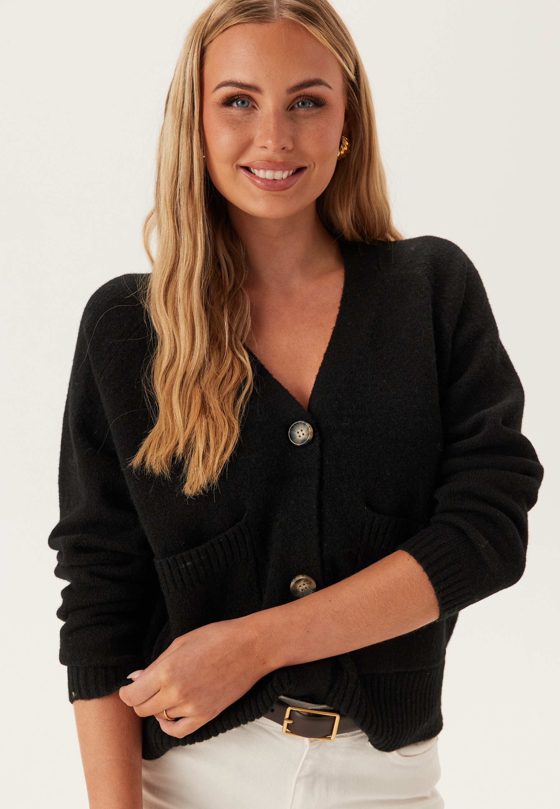 Vmboom Ls V-neck Button Cardig