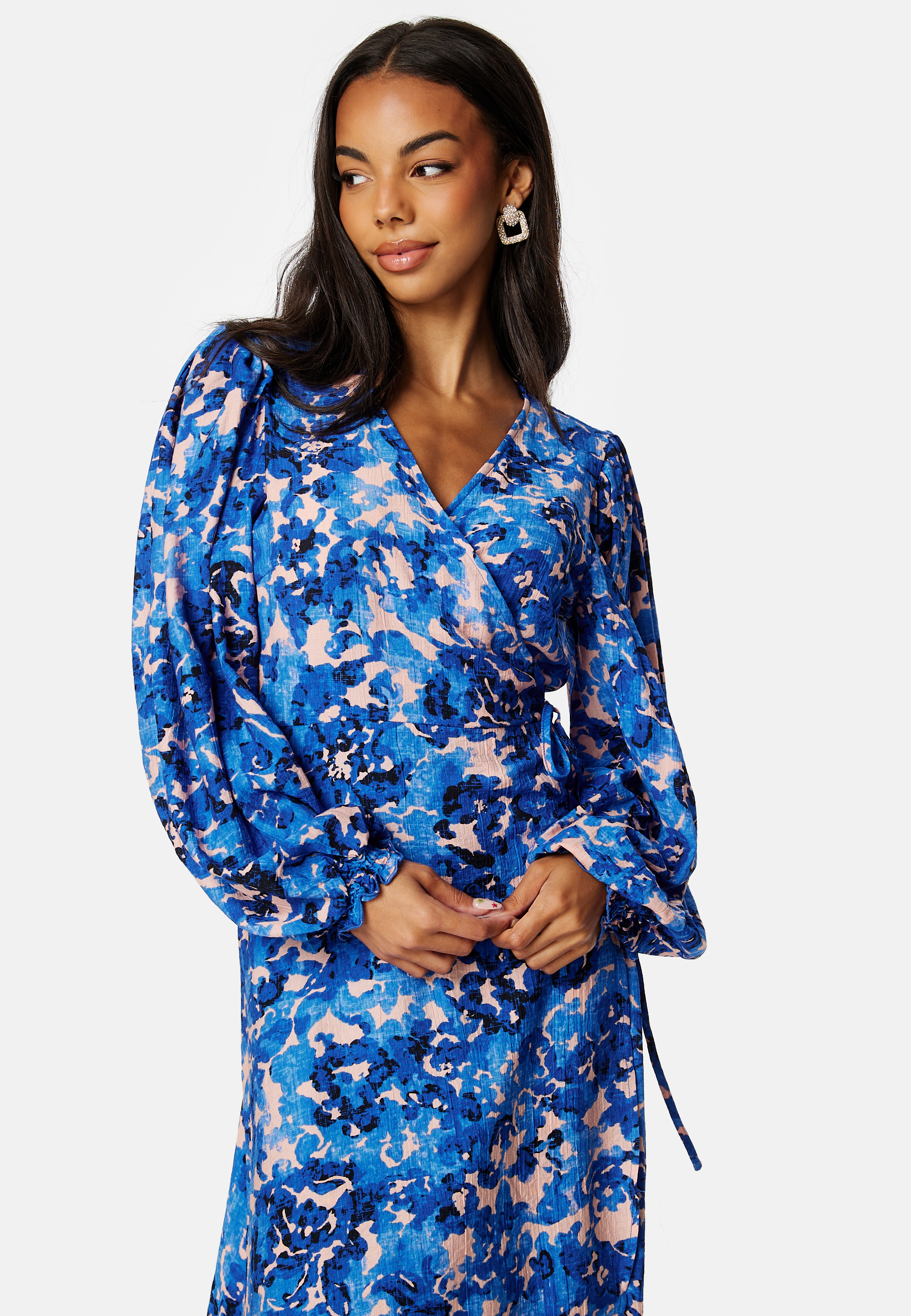 Elena Ira V-Neck 3/4 Midi Wrap Dress 2