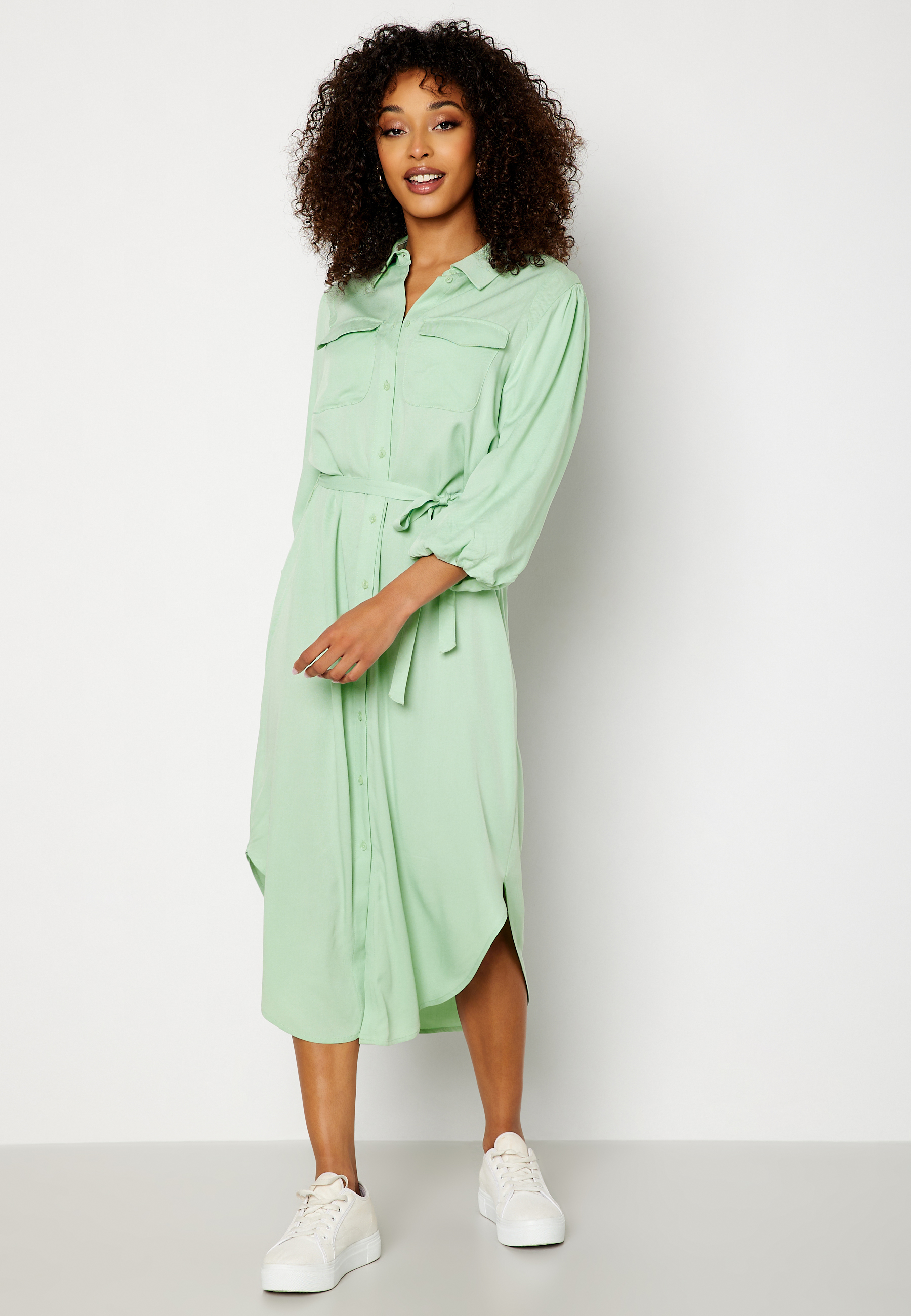 Embrace 3/4 Puff Sleeve Midi Dress