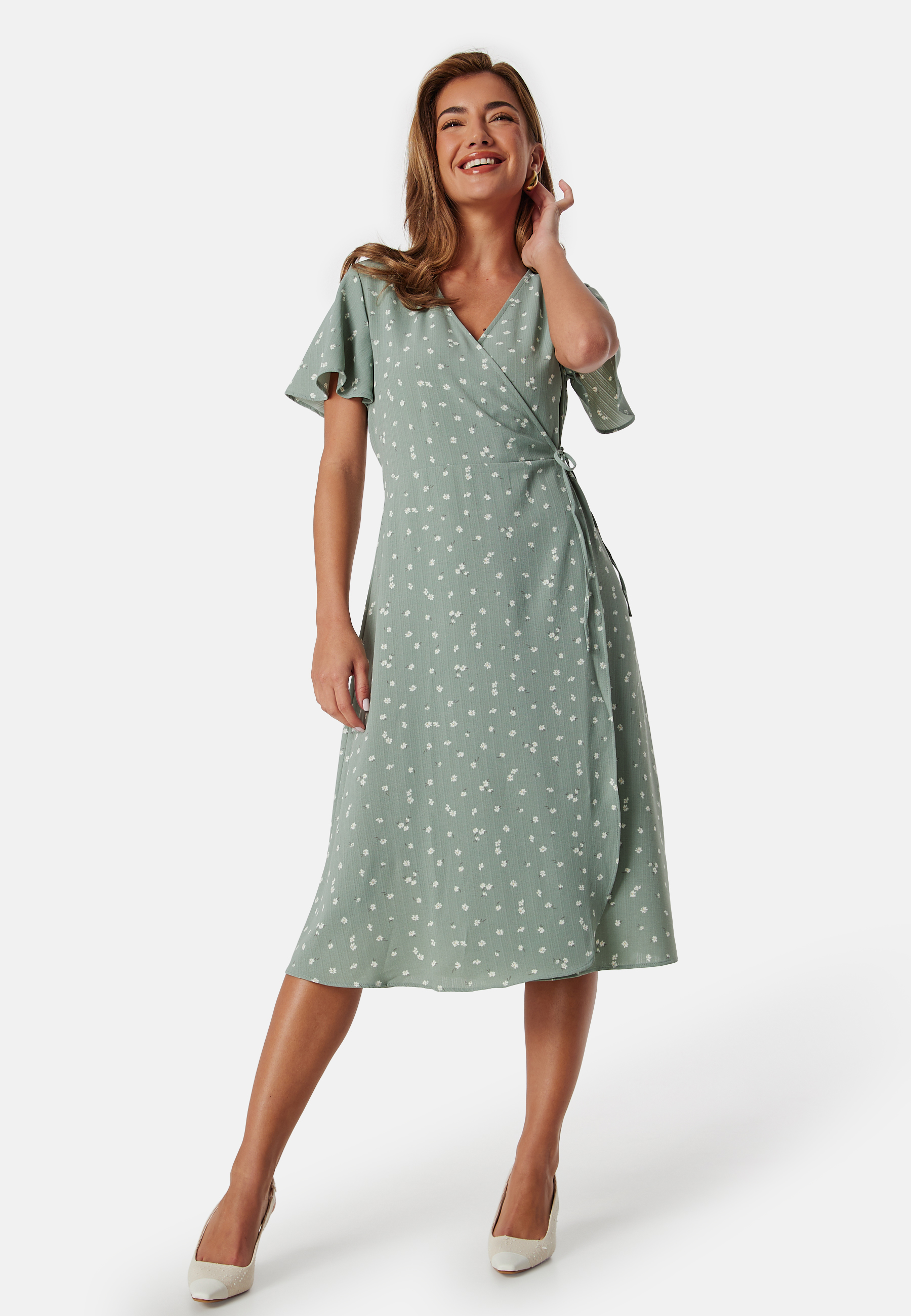 Vilovie S/S Wrap Midi Dress
