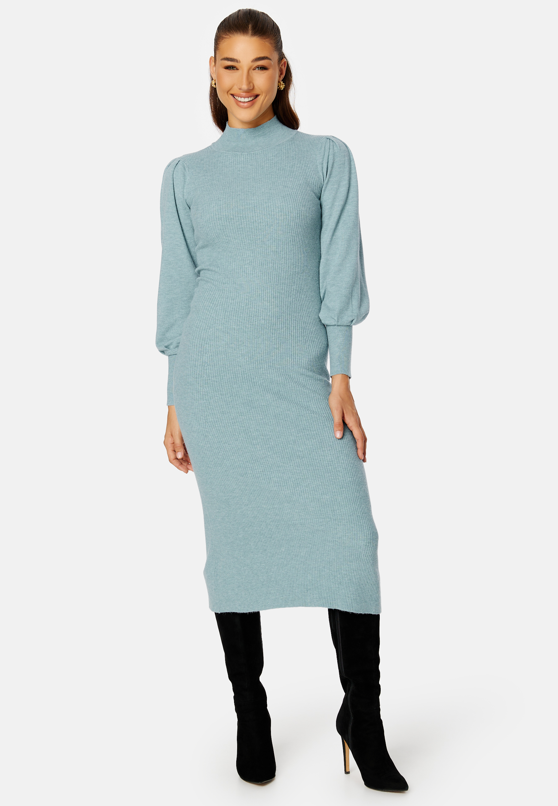 Luciana L/S high neck knitt dress