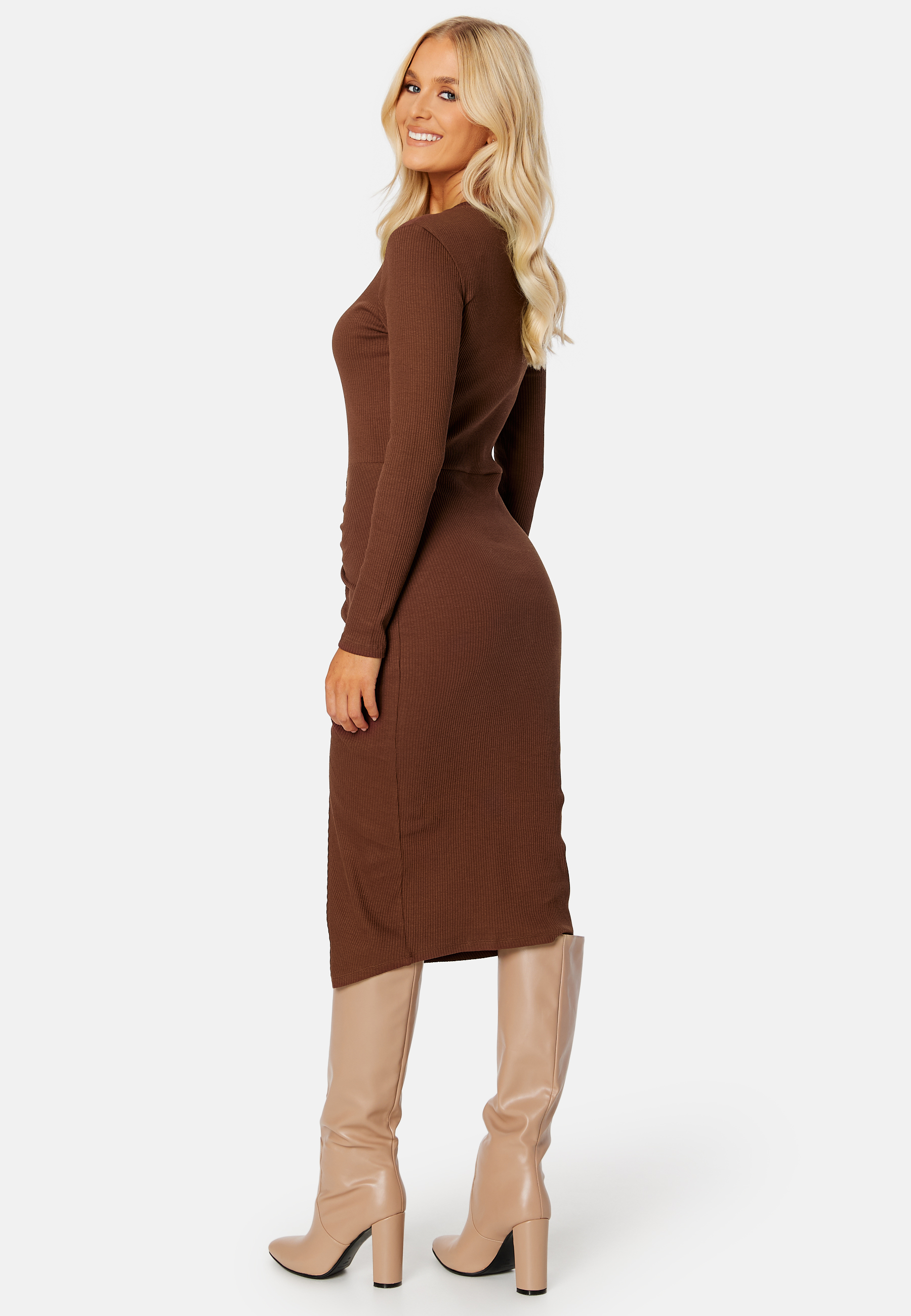 Ribena L/S Slit Midi Dress 2
