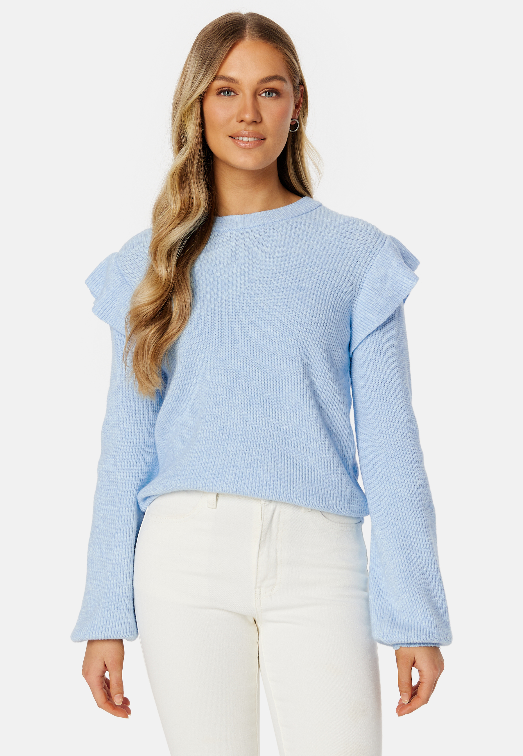 Ril O-Neck Flounce Knit Top